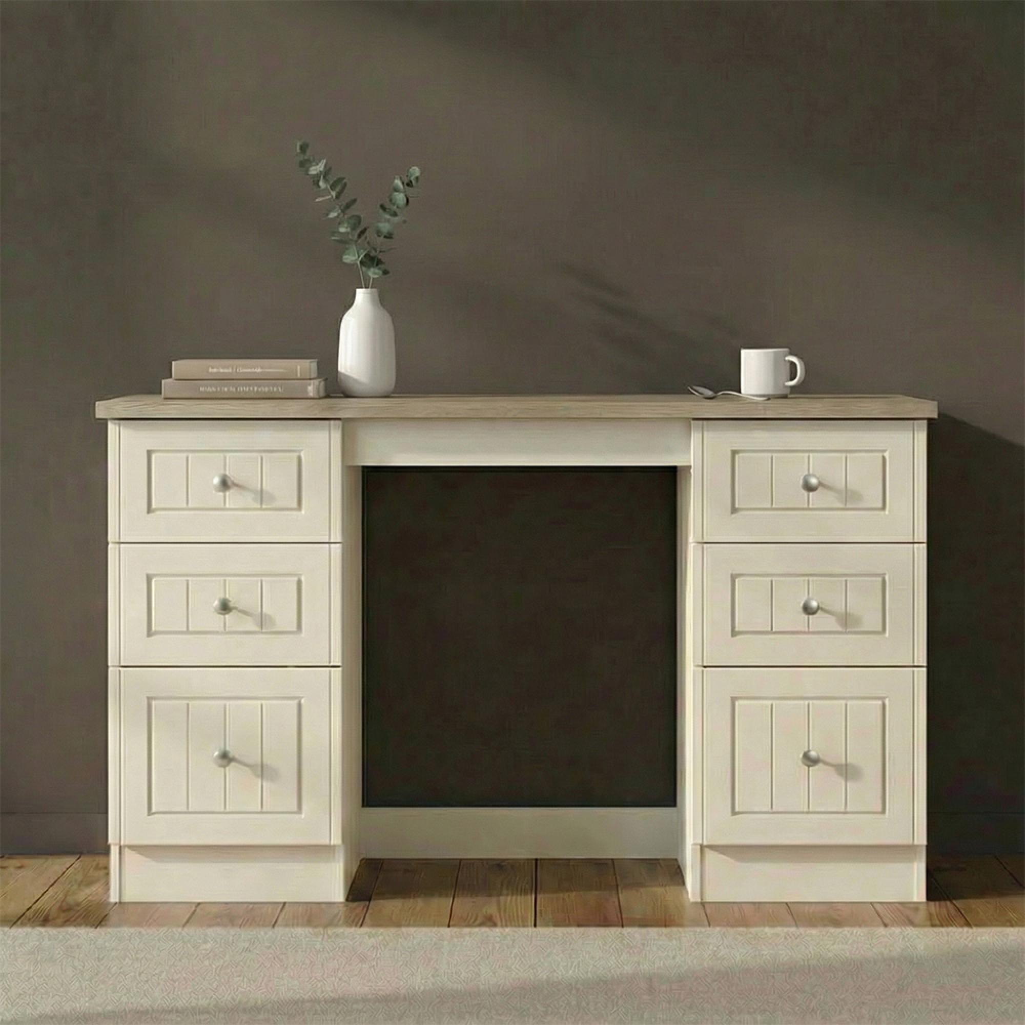 Vienna Dressing Table - 6 Drawer - Double - Cream