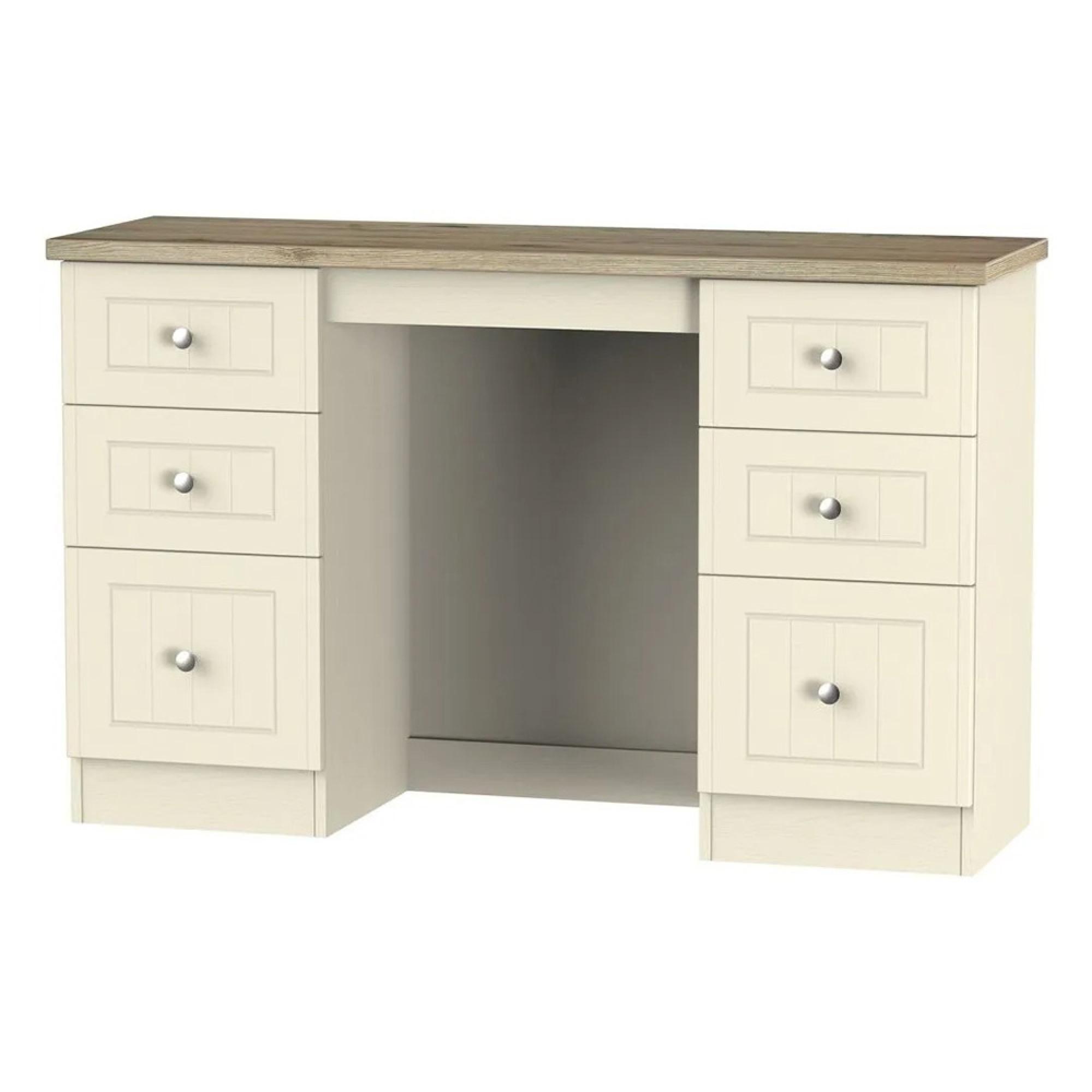 Vienna Dressing Table - 6 Drawer - Double - Cream