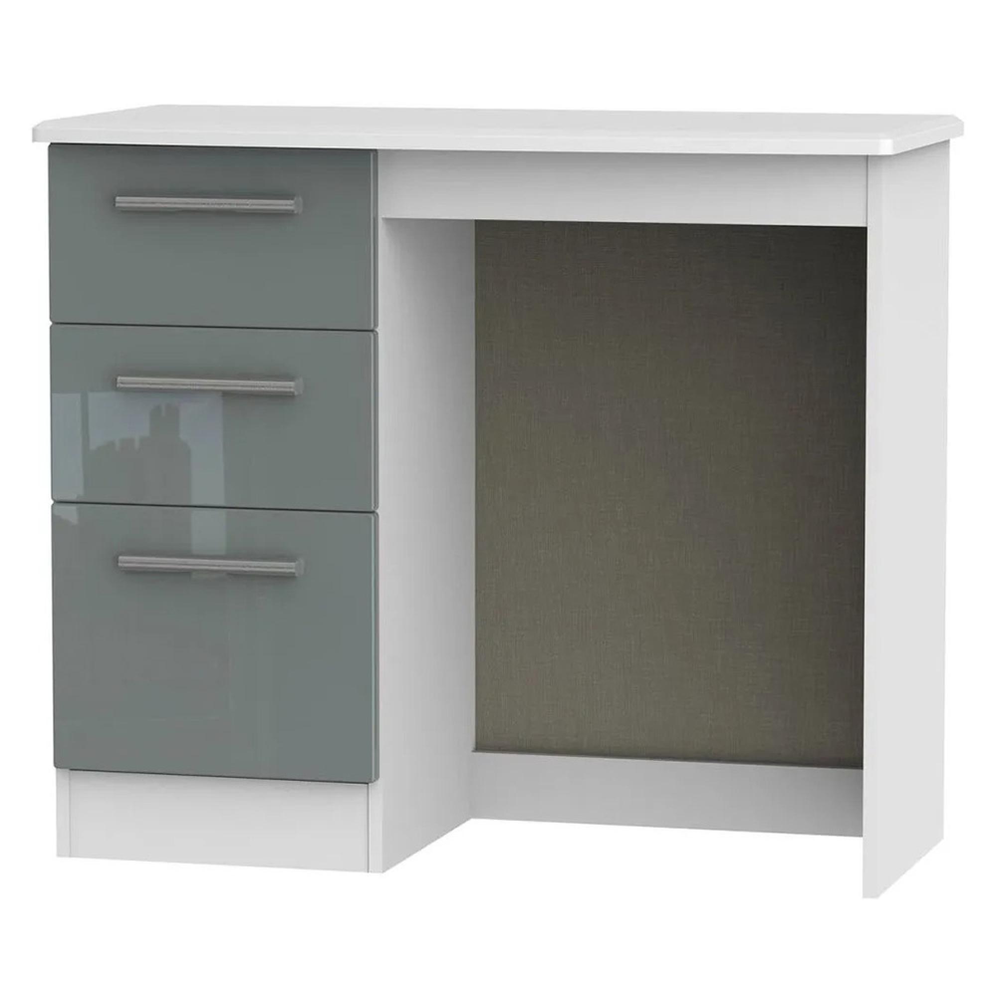 Knightsbridge Dressing Table - Single - 3 Drawer - Grey Gloss and White