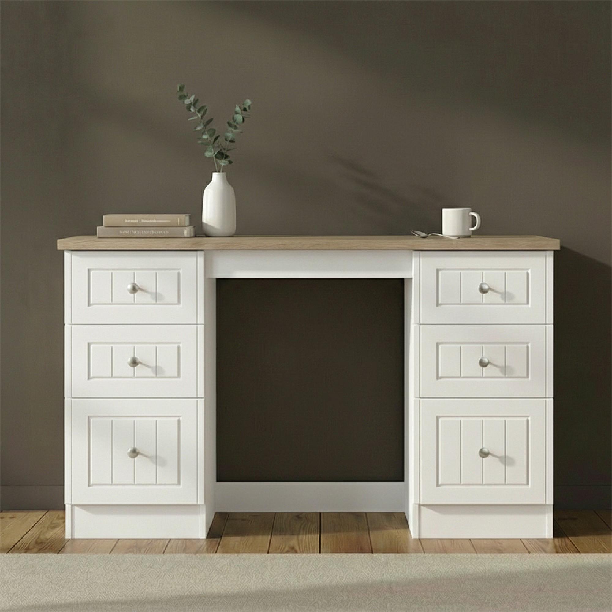 Vienna Dressing Table - 6 Drawer - Double - Porcelain