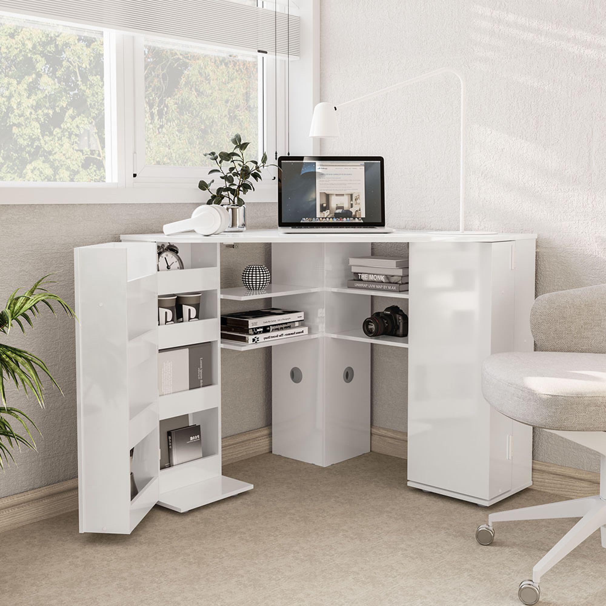 Olivia Corner Dressing Table - 2 Door - White