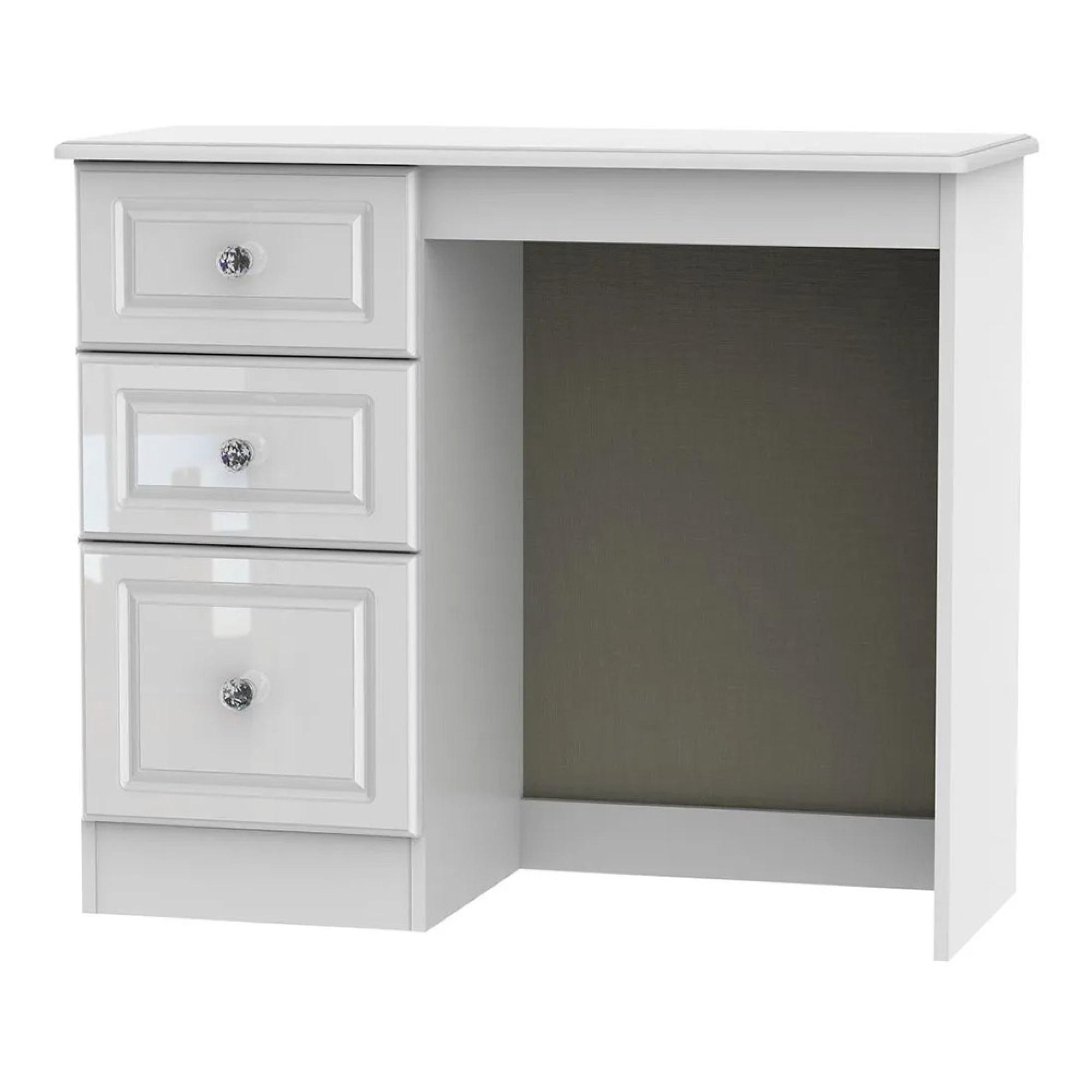 Balmoral Dressing Table - 3 Drawer - Single - White Gloss