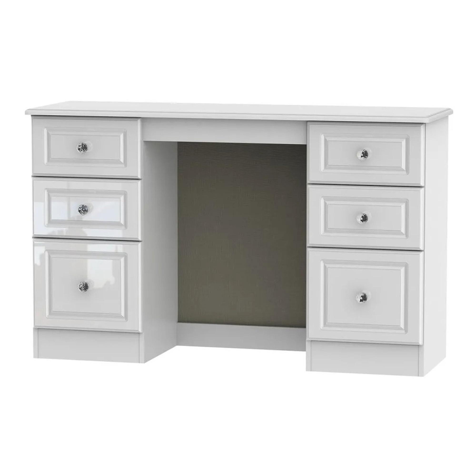 Balmoral Dressing Table - 6 Drawer - Double - White Gloss