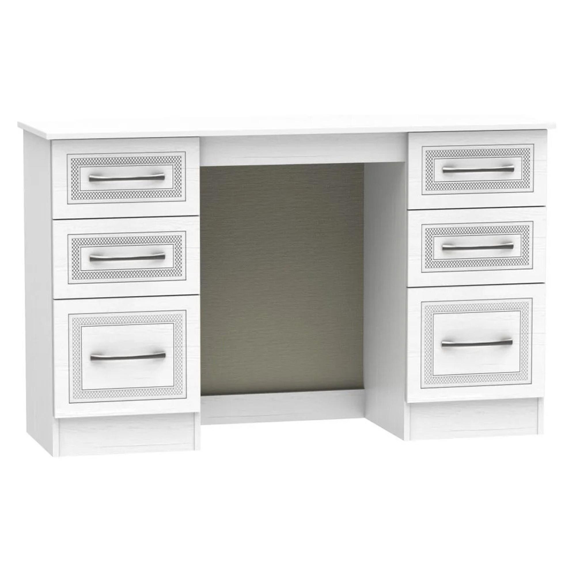 Dorset Dressing Table - 6 Drawer - Double - White