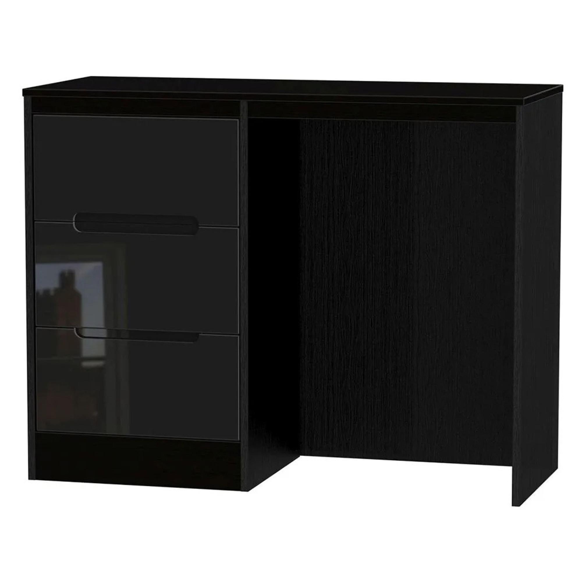 Monaco Dressing Table - Single - 3 Drawer - Black Gloss
