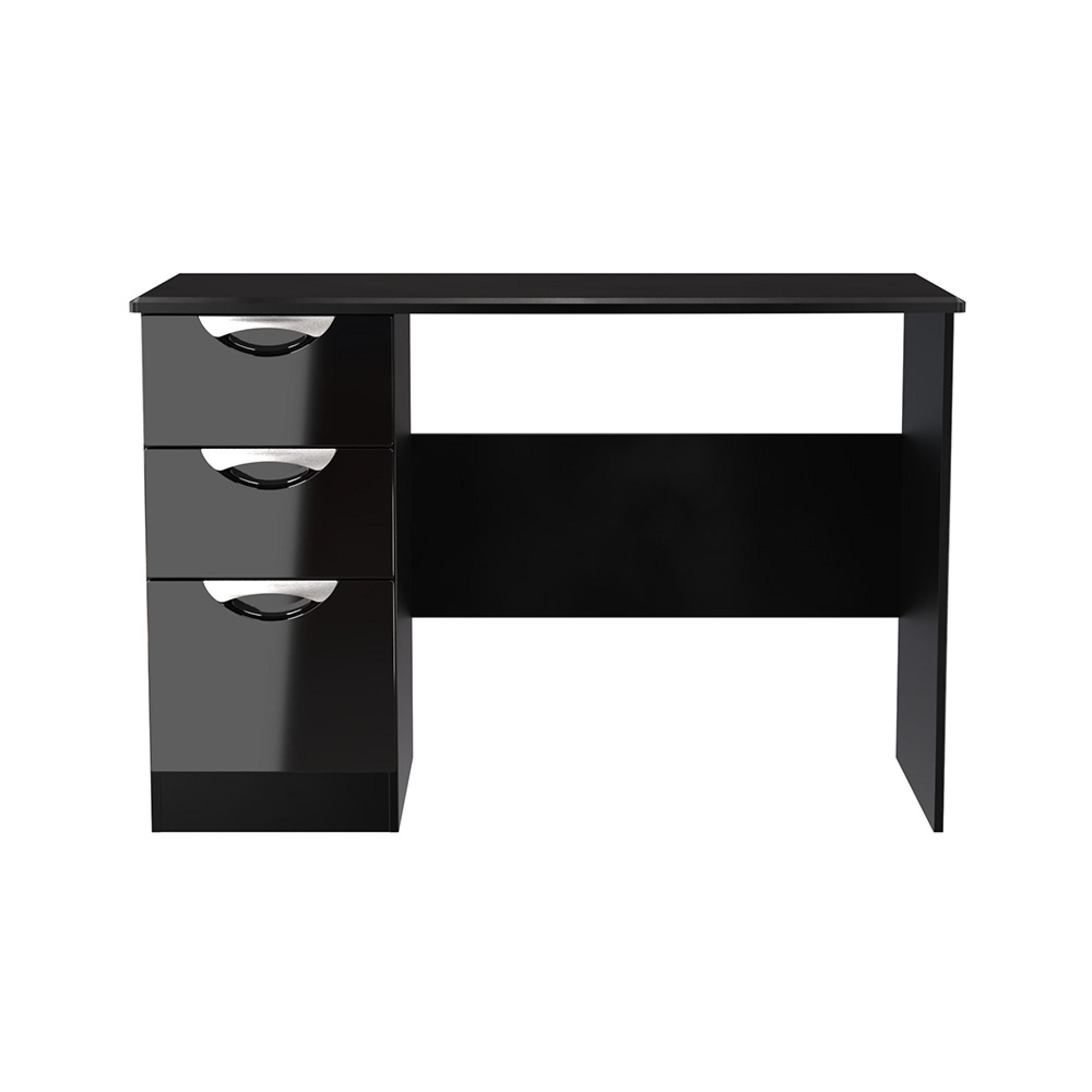 Camden Dressing Table - 3 Drawer - Single - Black Gloss