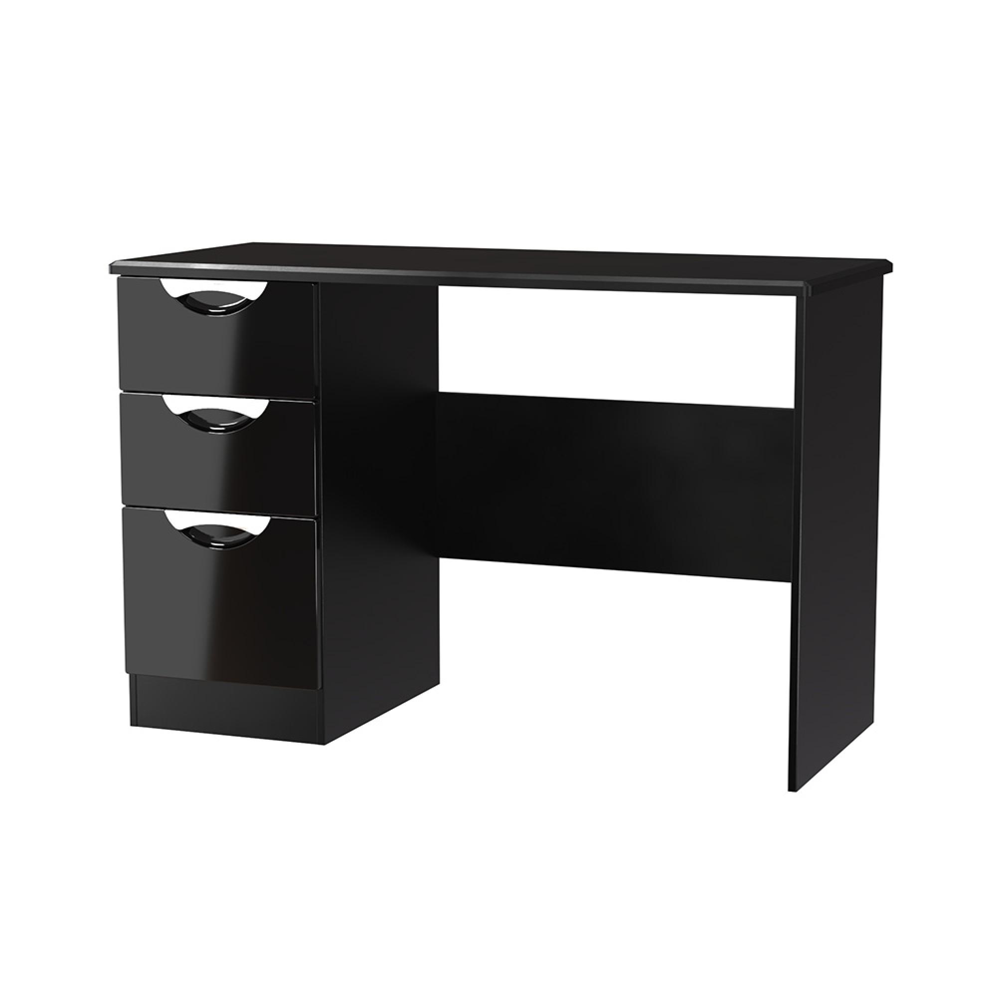 Camden Dressing Table - 3 Drawer - Single - Black Gloss