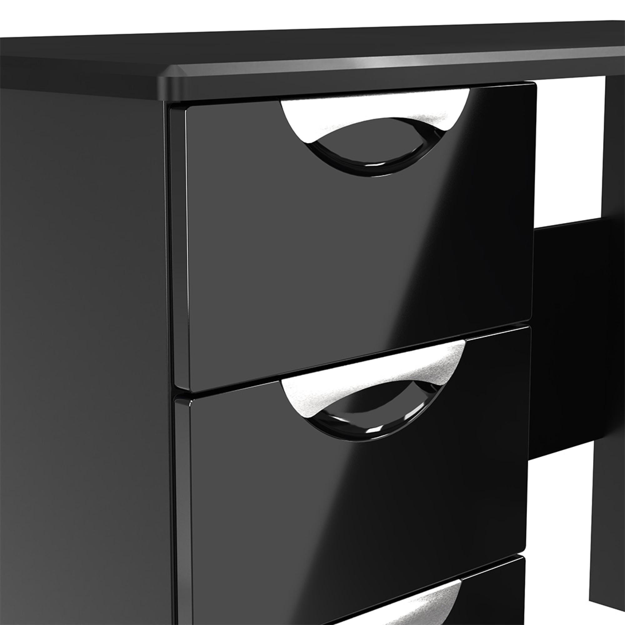 Camden Dressing Table - 3 Drawer - Single - Black Gloss