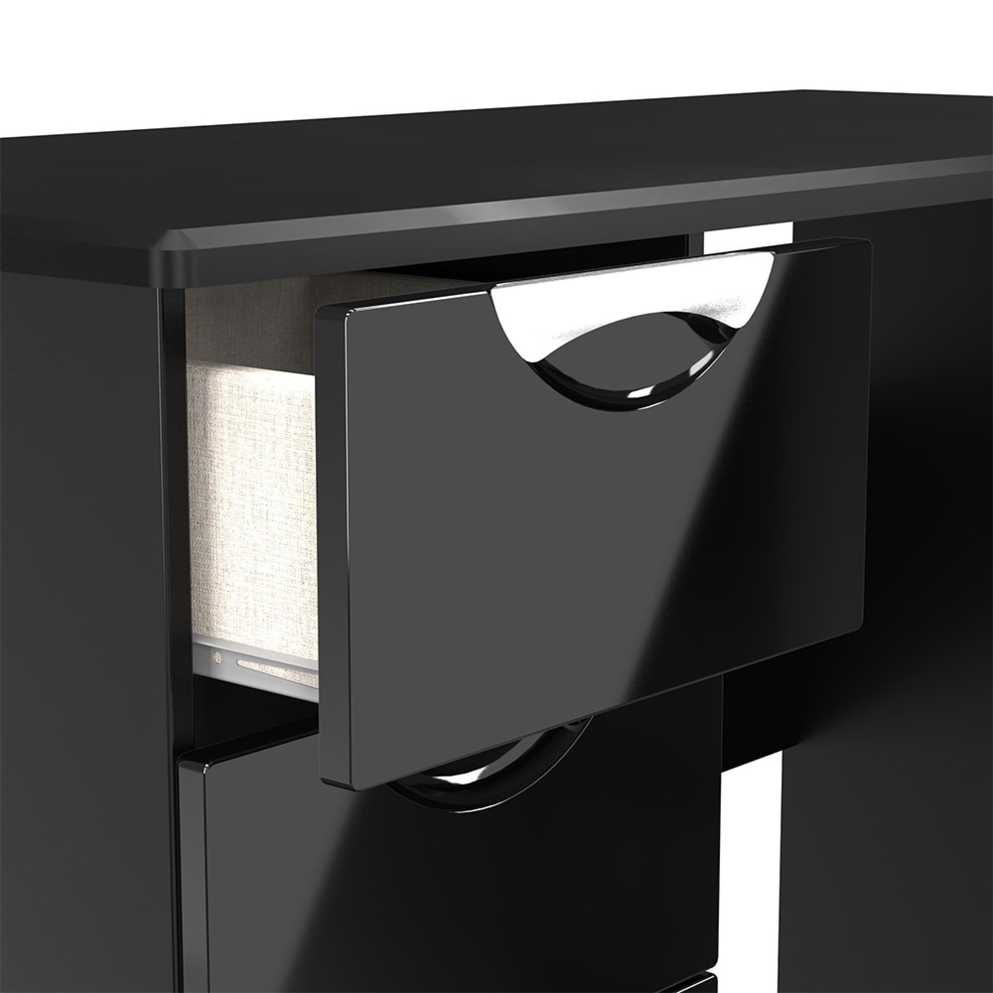 Camden Dressing Table - 3 Drawer - Single - Black Gloss
