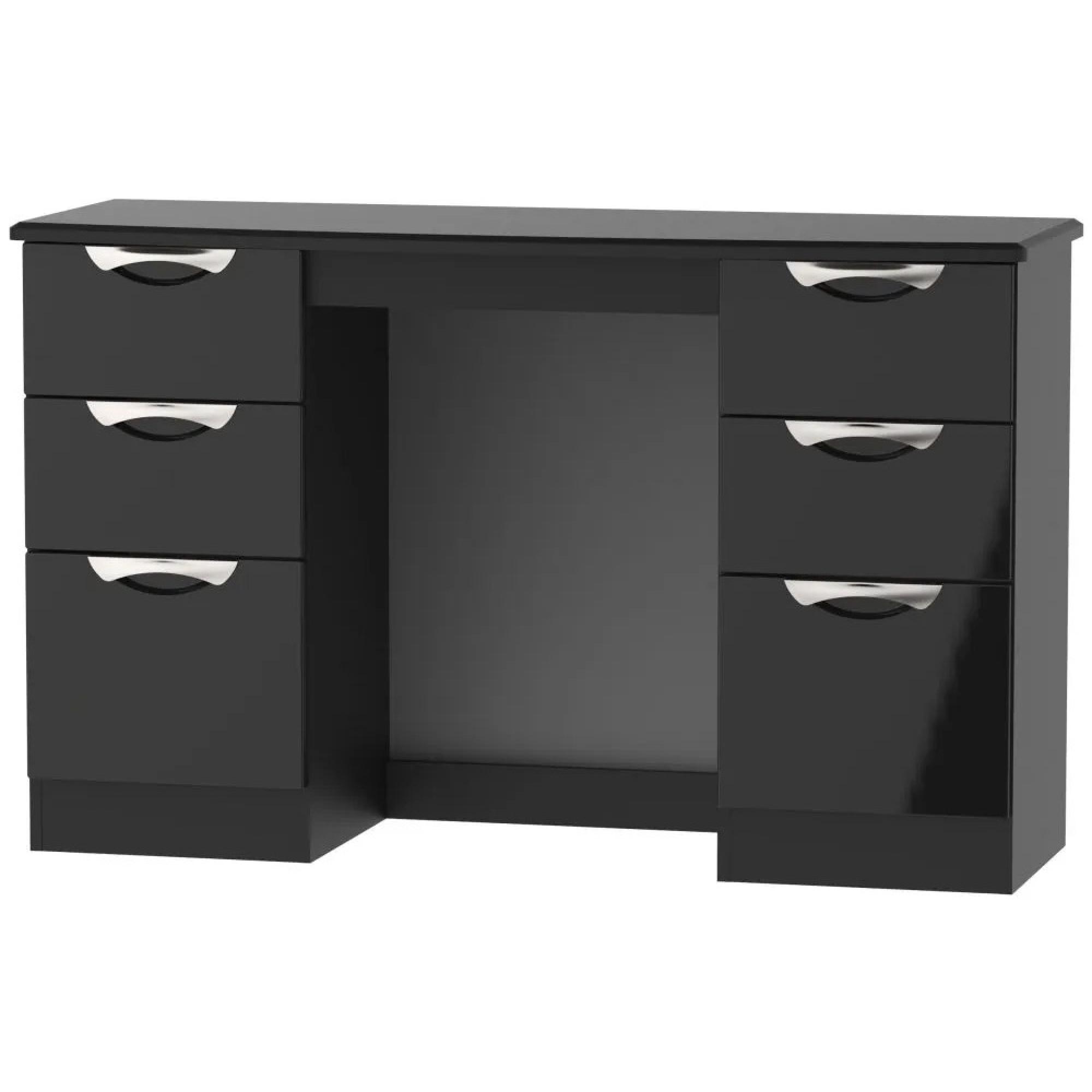 Camden Dressing Table - 6 Drawer - Double - Black Gloss
