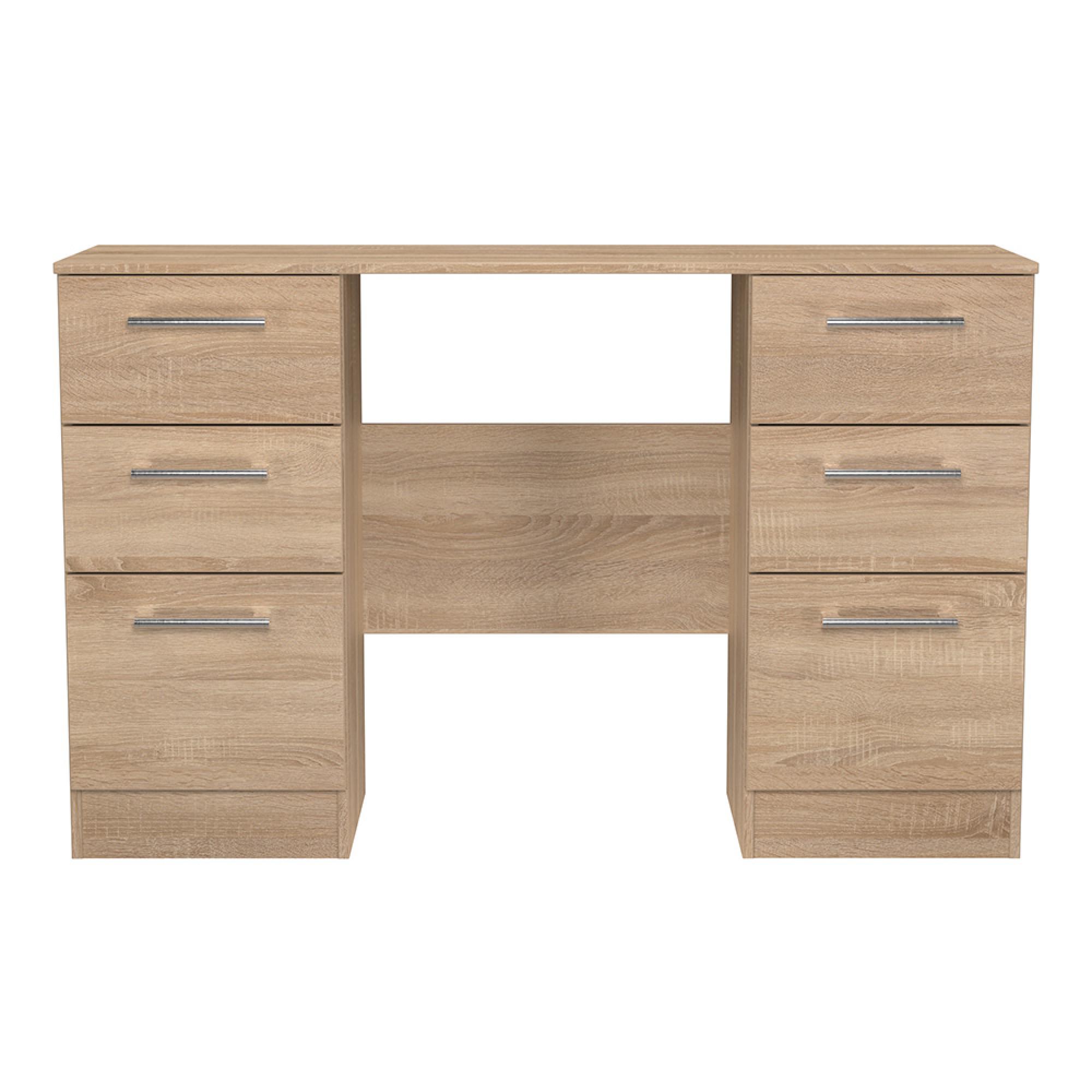 Devon Double Dressing Table - 6 Drawer - Oak