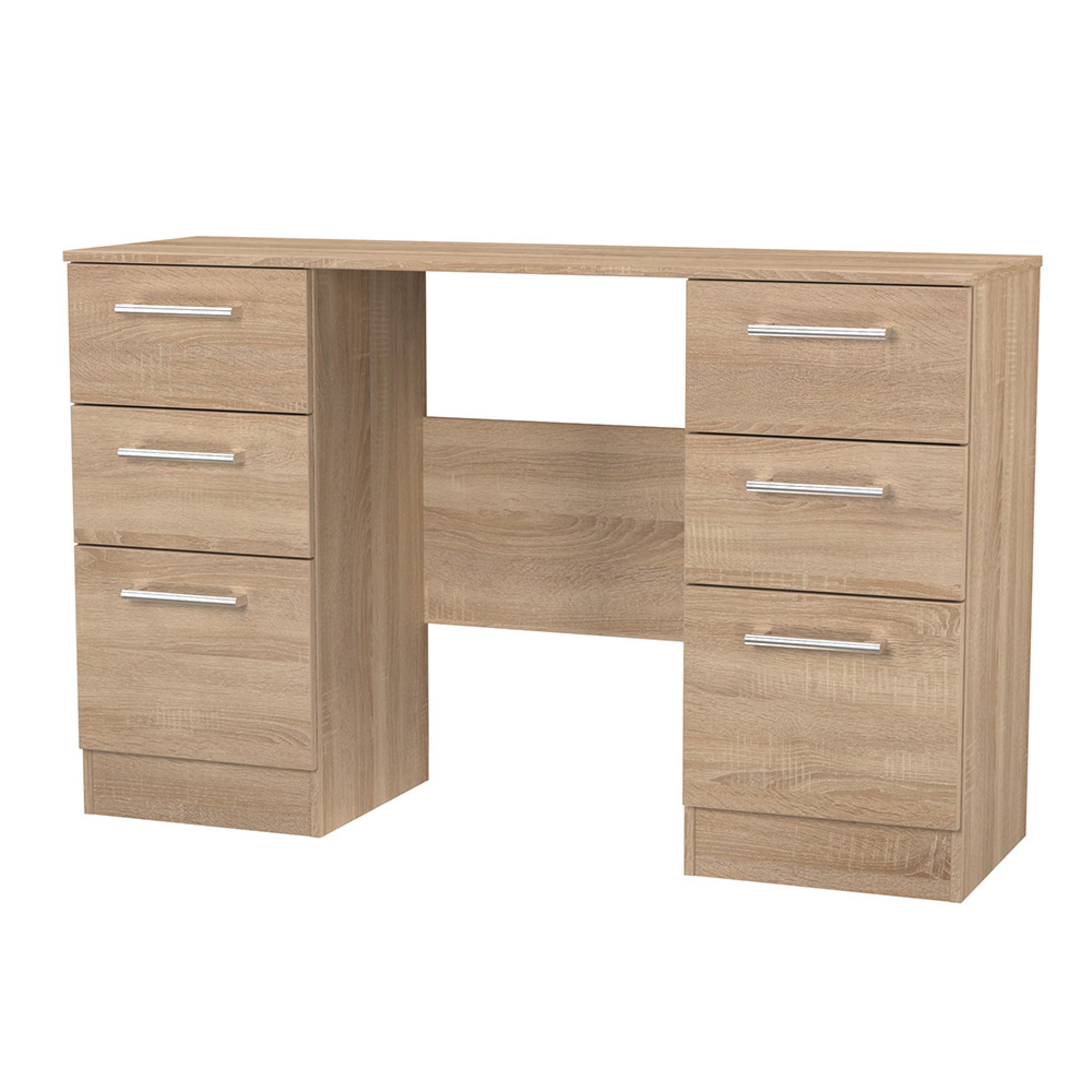 Devon Double Dressing Table - 6 Drawer - Oak