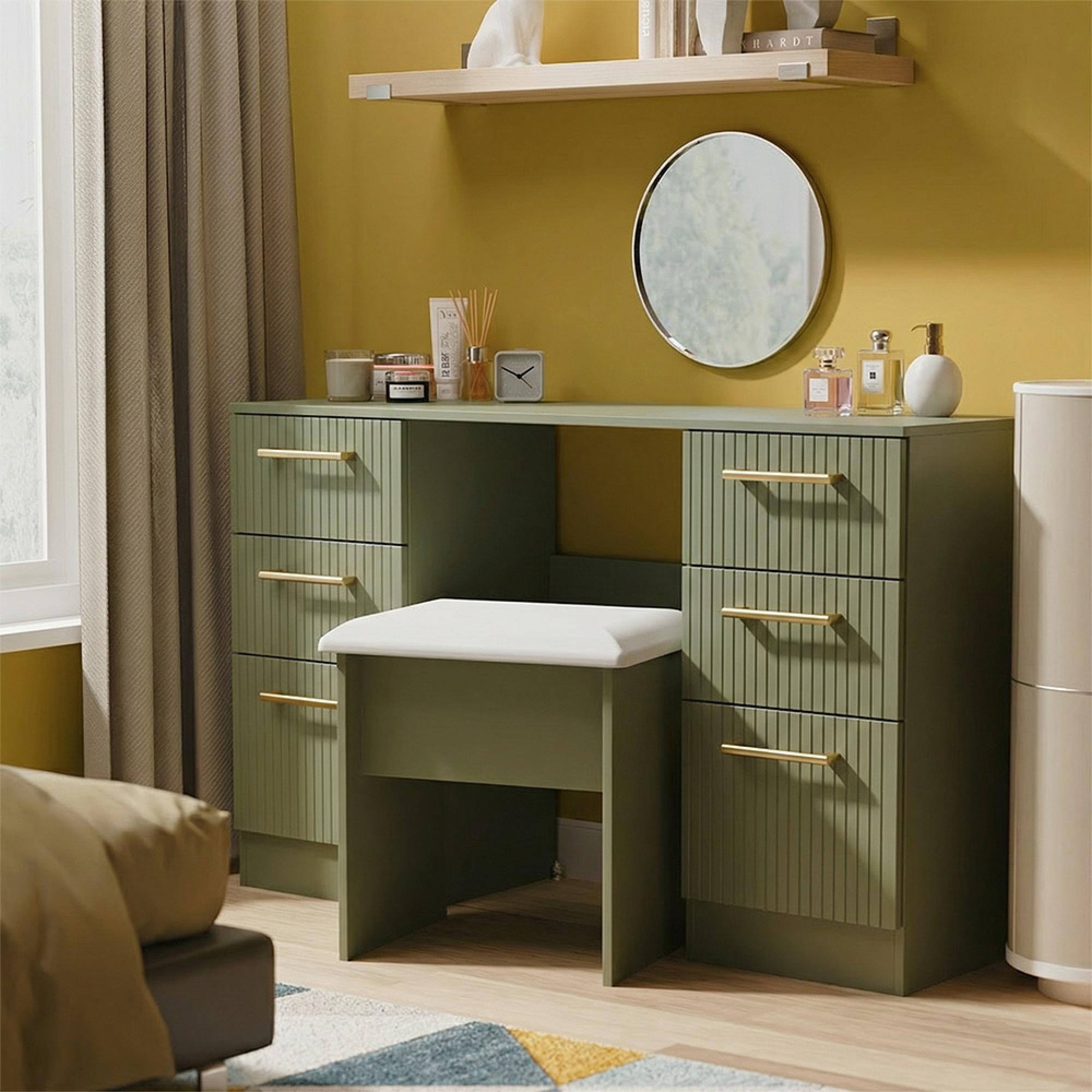 Nashville Dressing Table - Double - 6 Drawer - Green