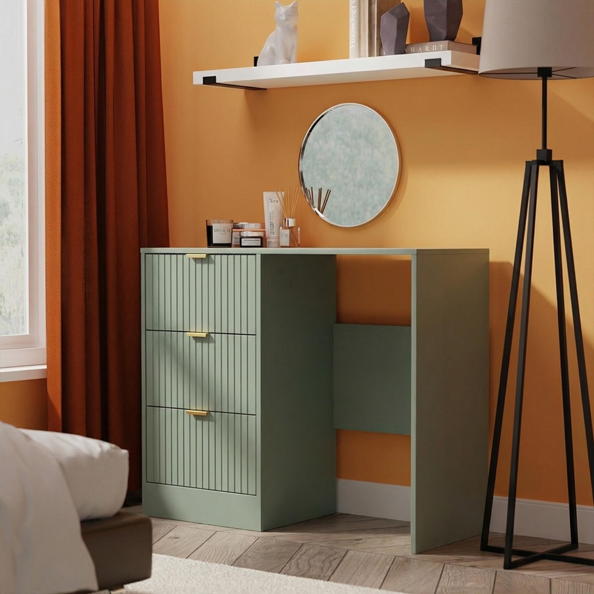 Nashville Dressing Table - Single - 3 Drawer - Green