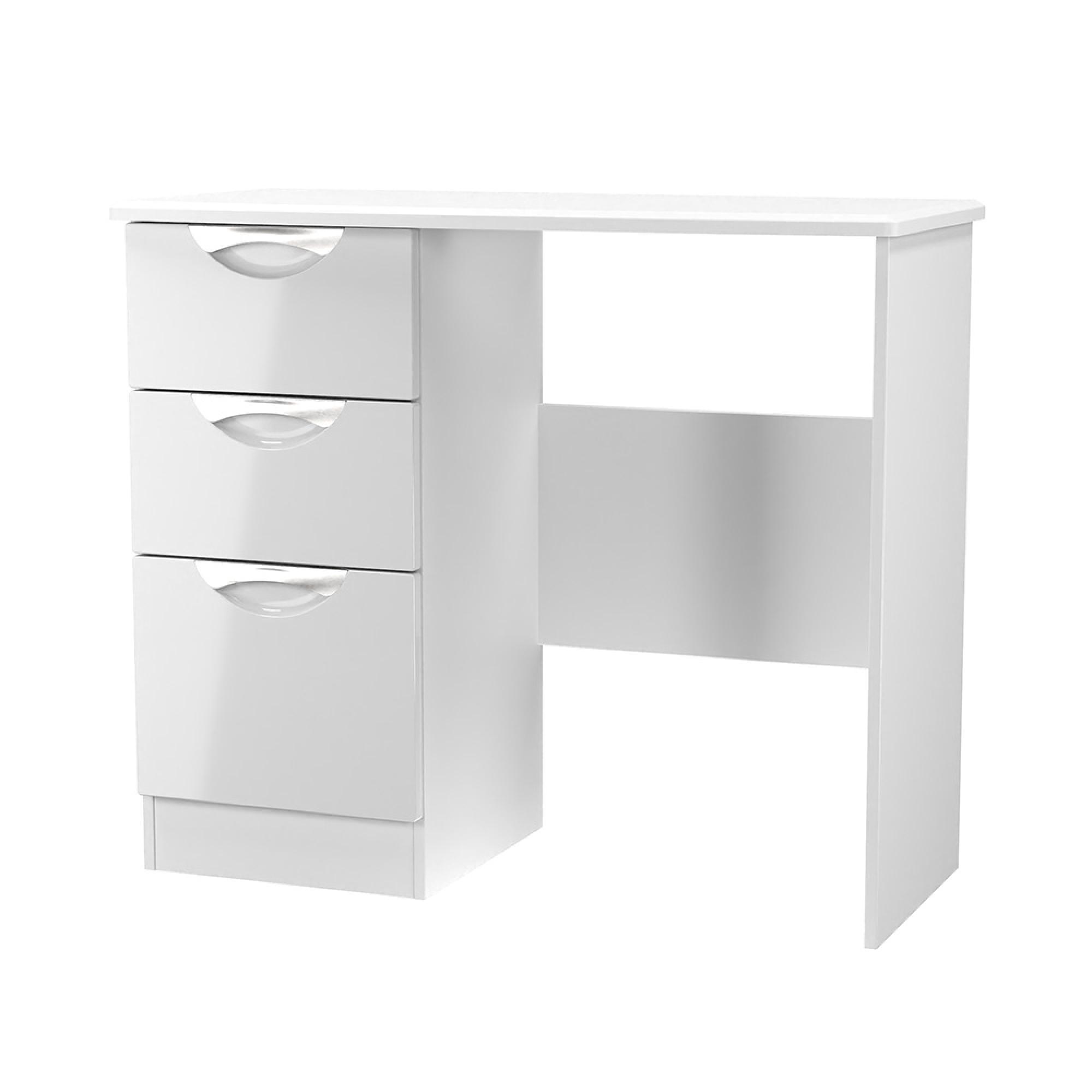 Camden Dressing Table - 3 Drawer - Single - White Gloss