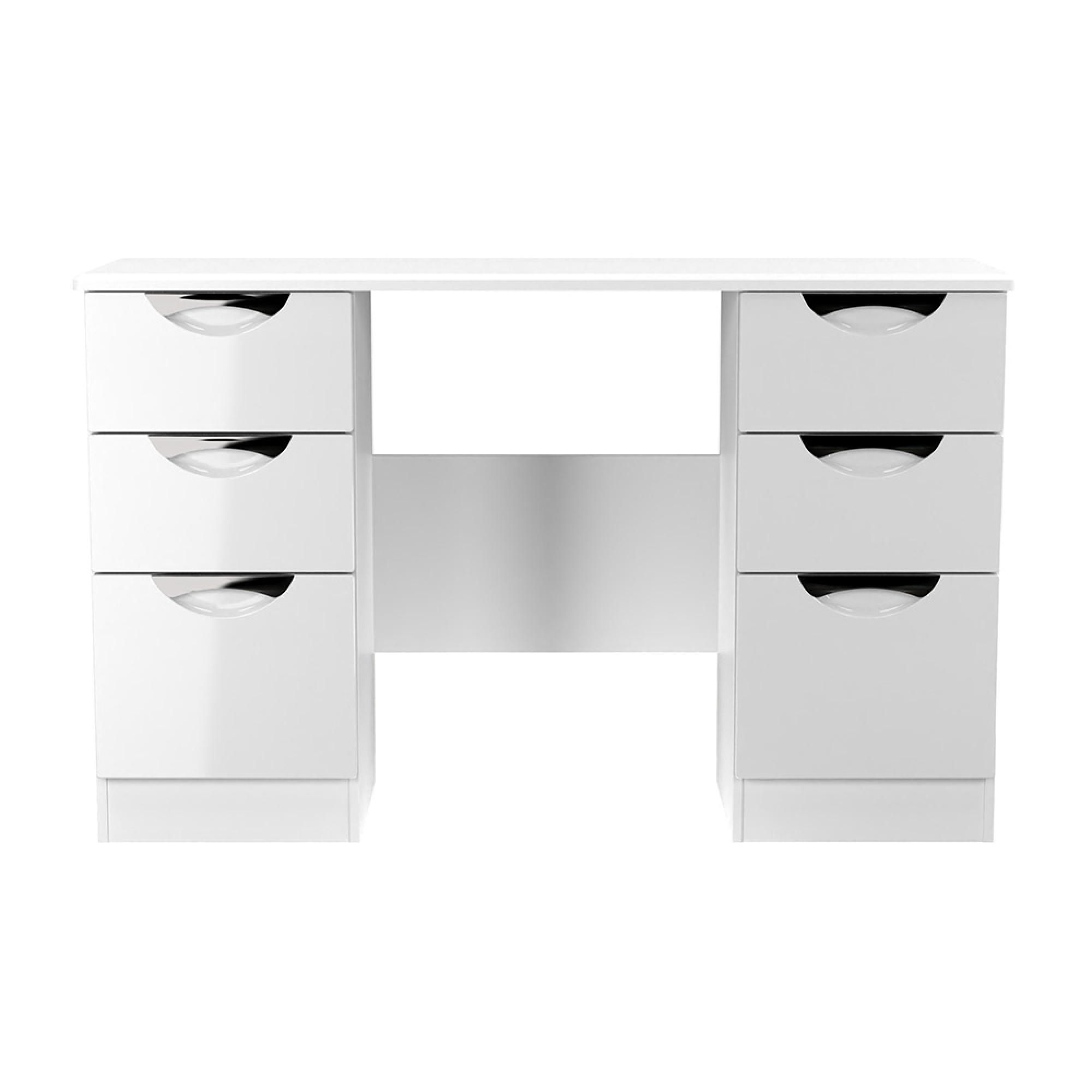 Camden Dressing Table - 6 Drawer - Double - White Gloss