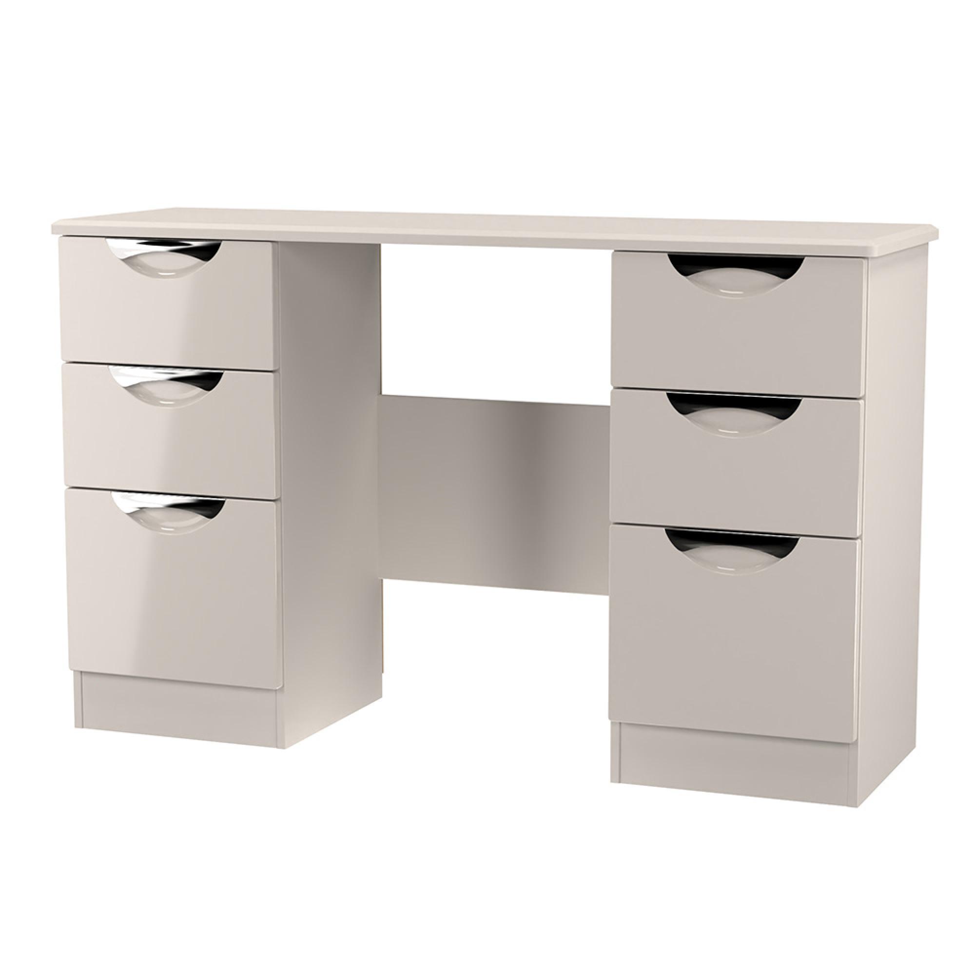Camden Dressing Table - 6 Drawer - Double - Gloss Cashmere