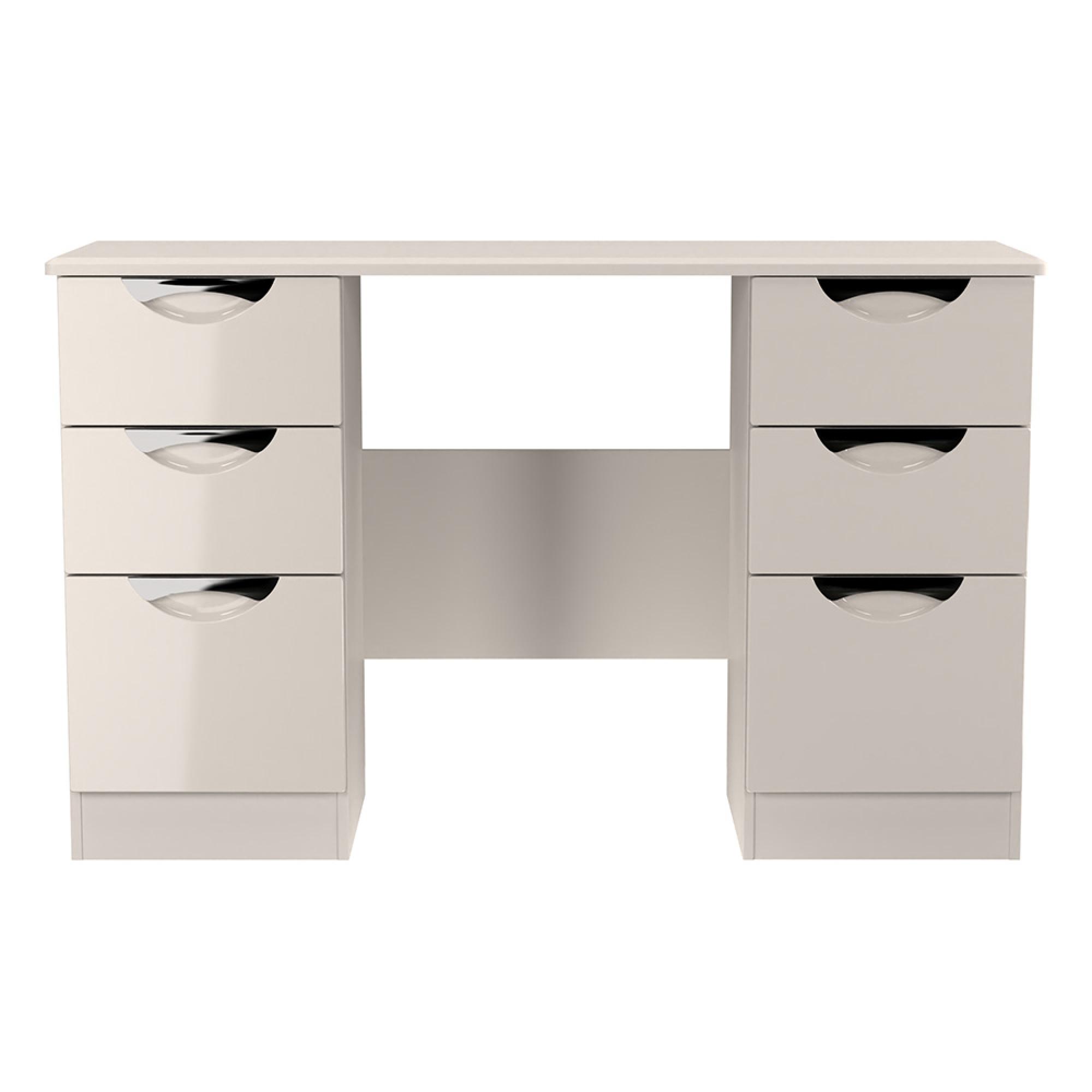 Camden Dressing Table - 6 Drawer - Double - Gloss Cashmere
