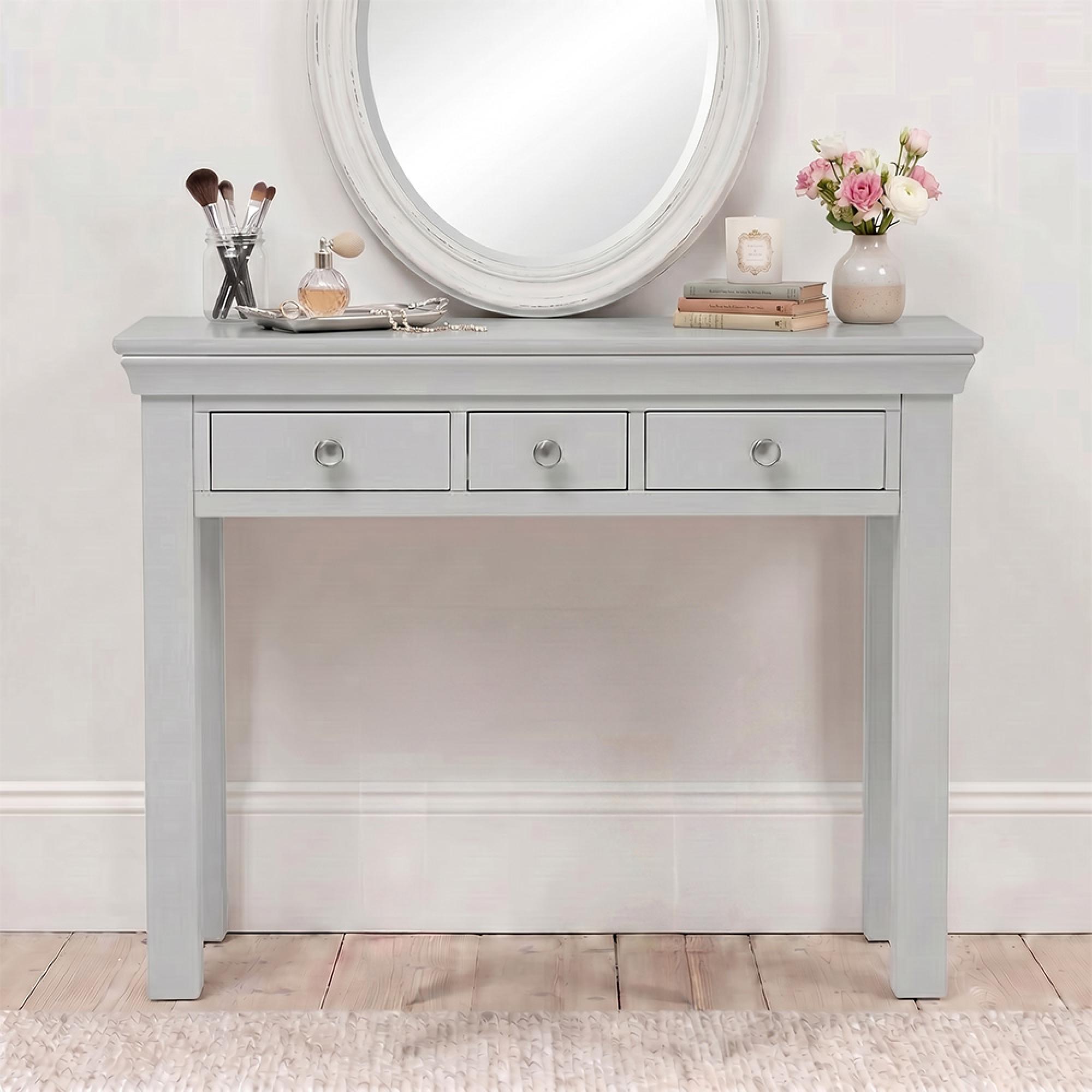 Paisley Dressing Table - 3 Drawer - Grey Painted