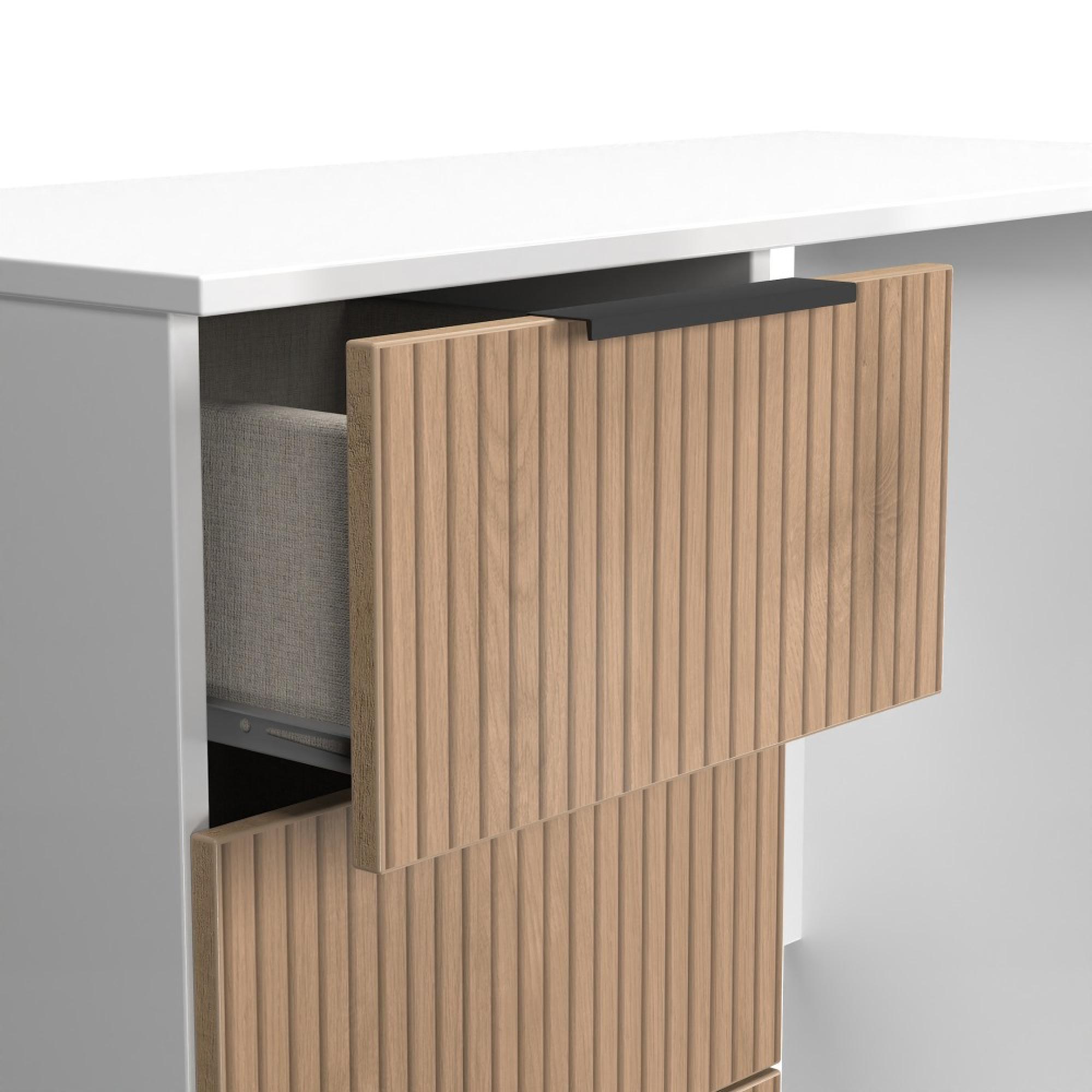 Java Fluted Dressing Table - 3 Drawer - Single - Natural and White