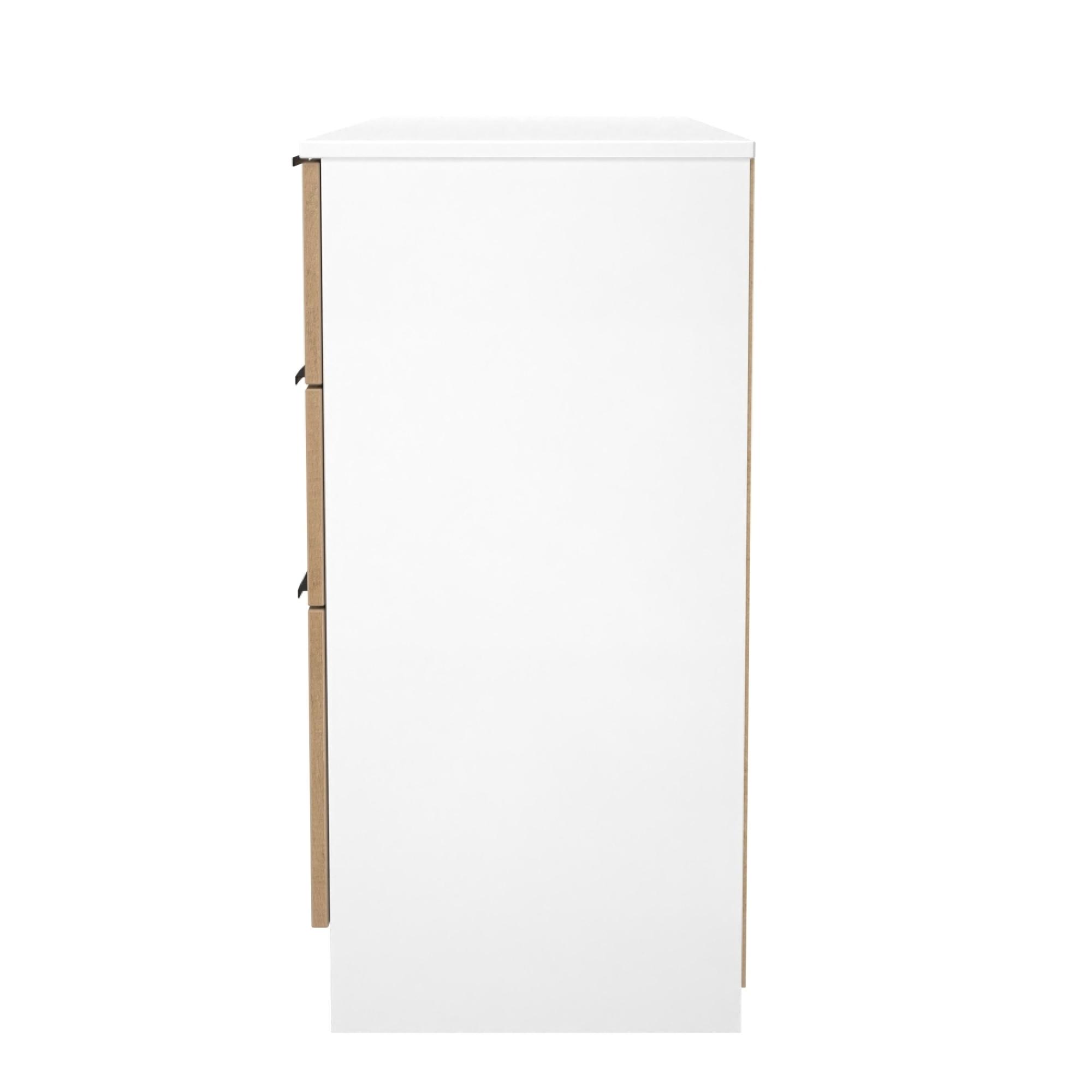 Java Fluted Dressing Table - 6 Drawer - Double - Natural and White