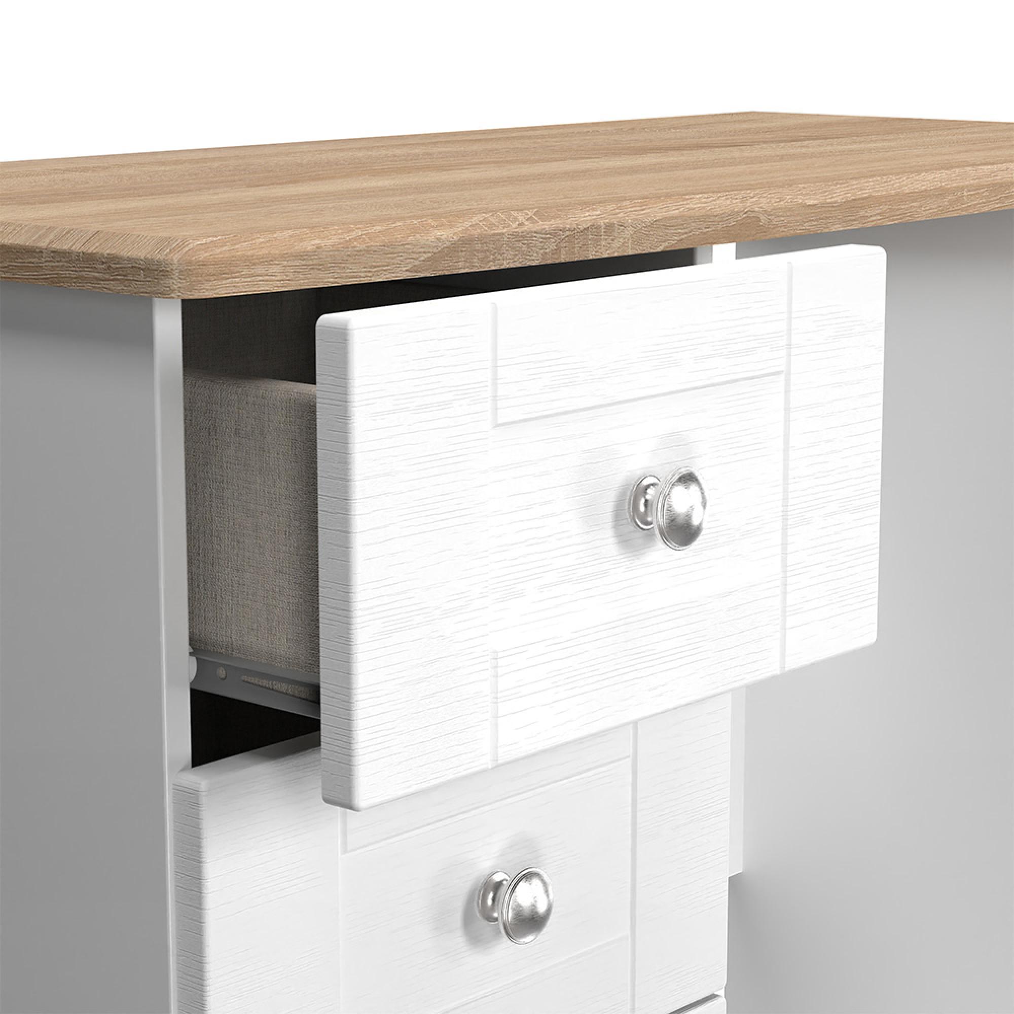 Sussex Single Dressing Table - 3 Drawer - White and Oak