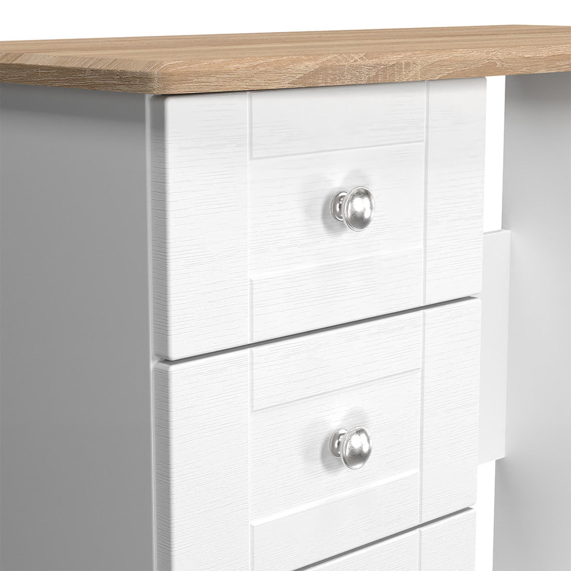 Sussex Single Dressing Table - 3 Drawer - White and Oak
