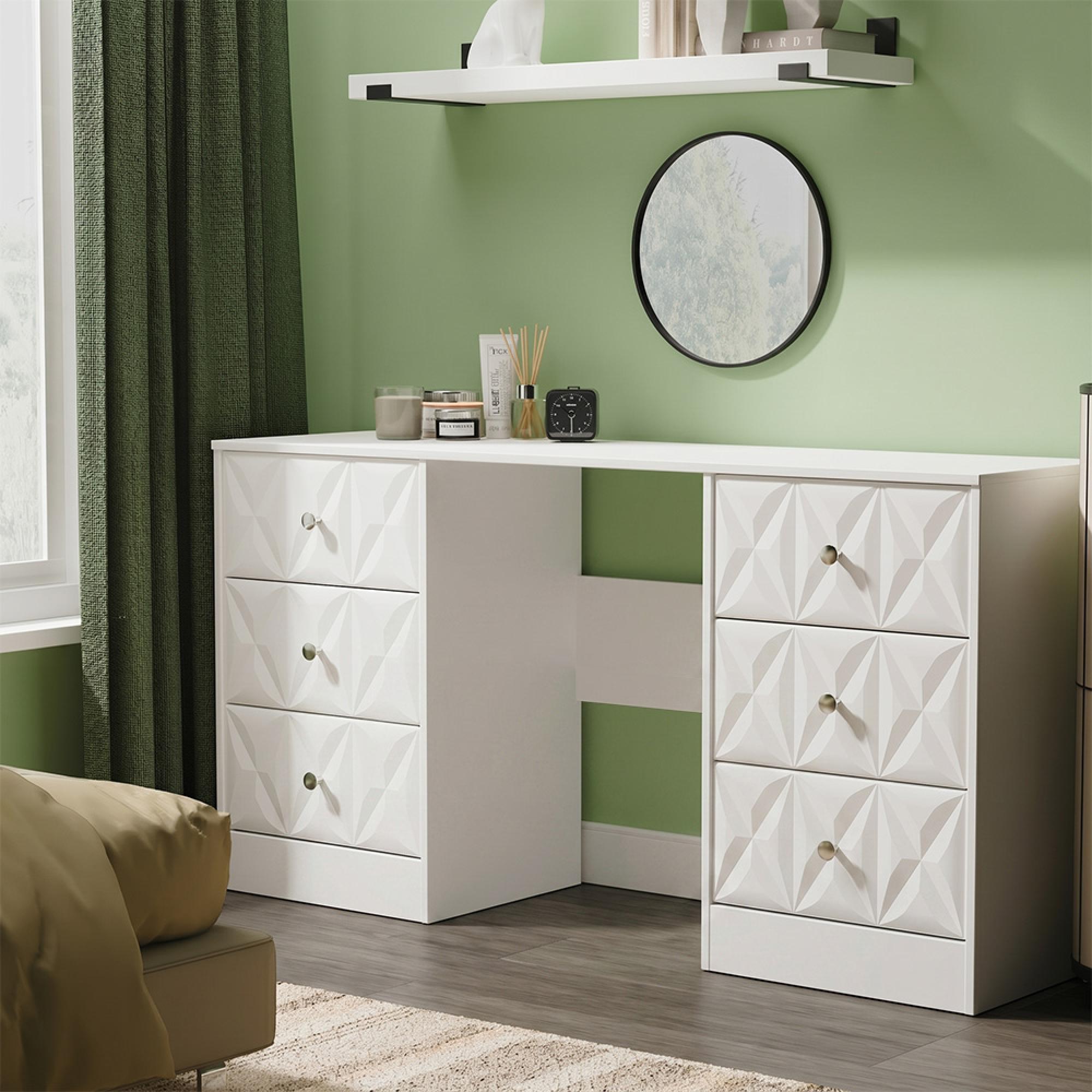 San Jose Dressing Table - Double - 6 Drawer - White