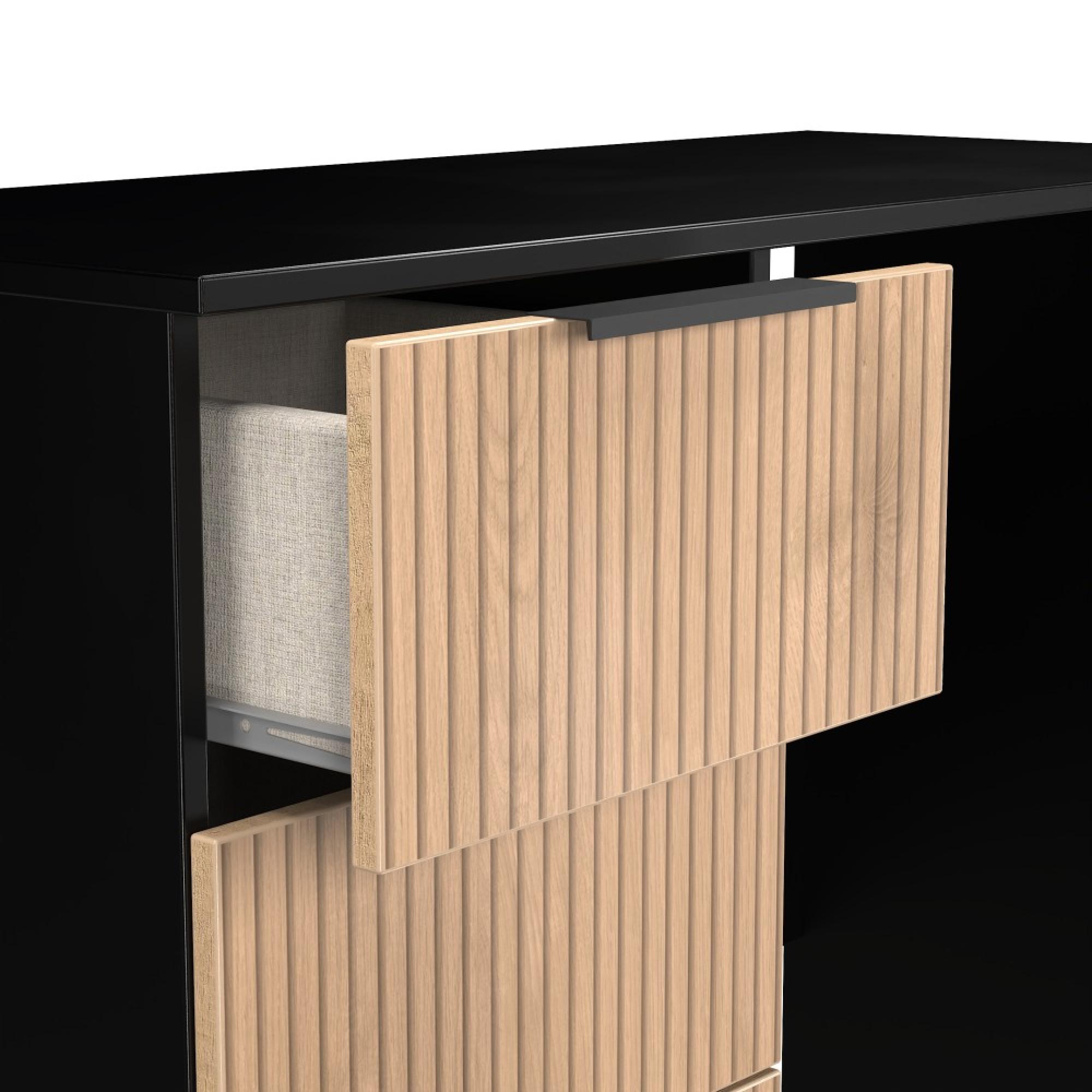 Java Fluted Dressing Table - 3 Drawer - Single - Natural and Black