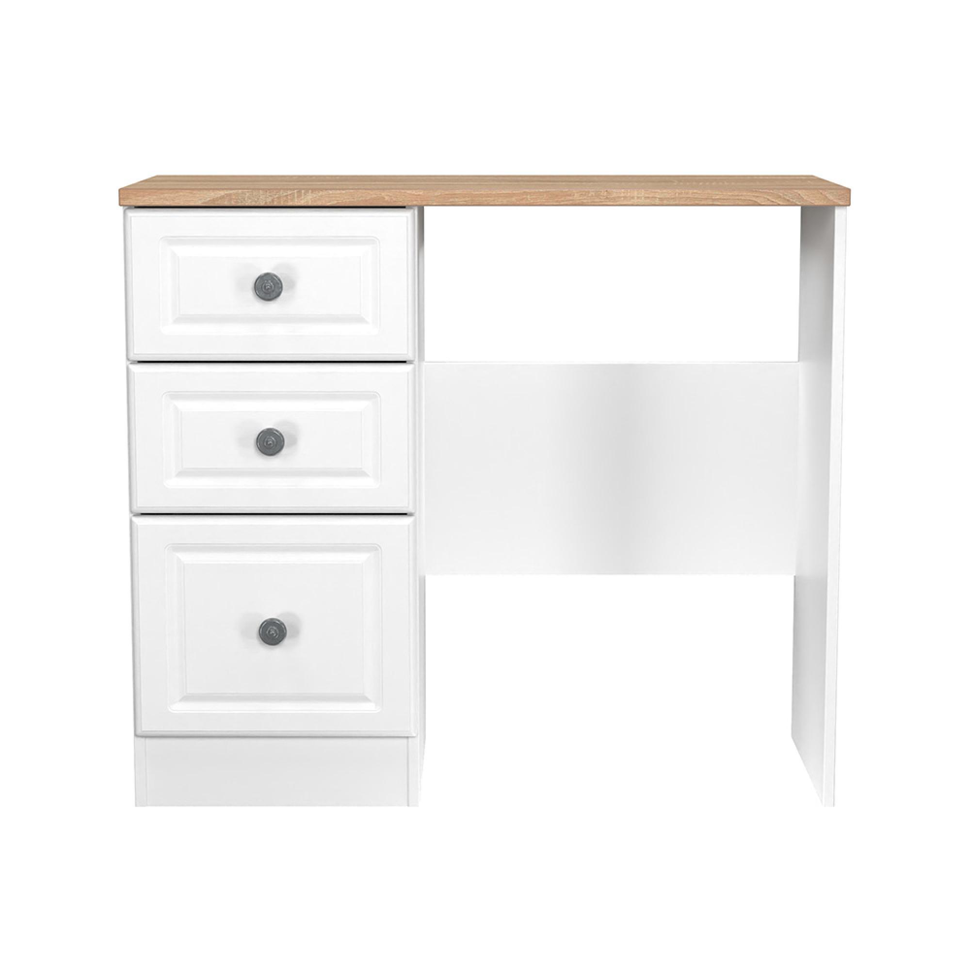 Norfolk Dressing Table - Single - 3 Drawer - White and Oak