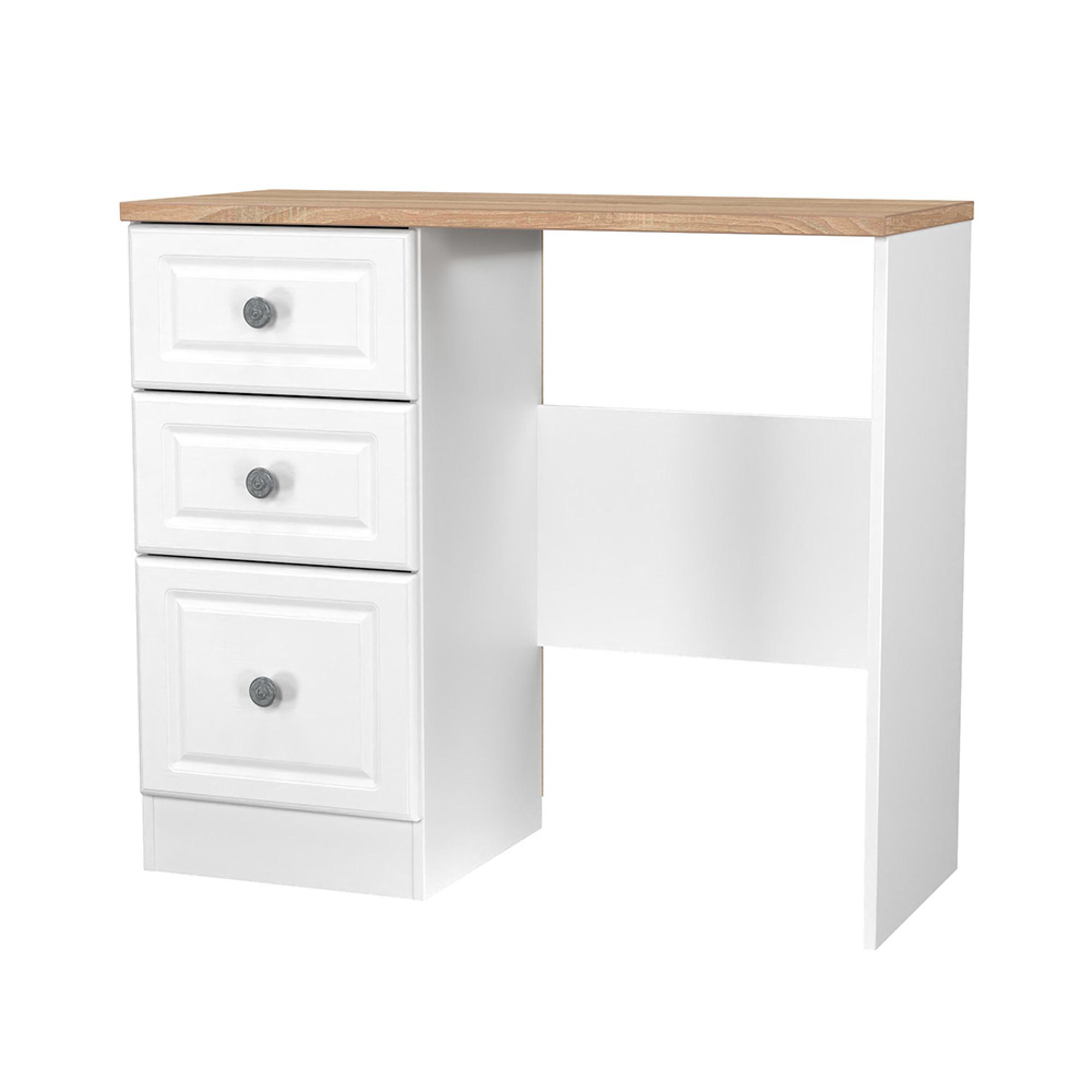 Norfolk Dressing Table - Single - 3 Drawer - White and Oak