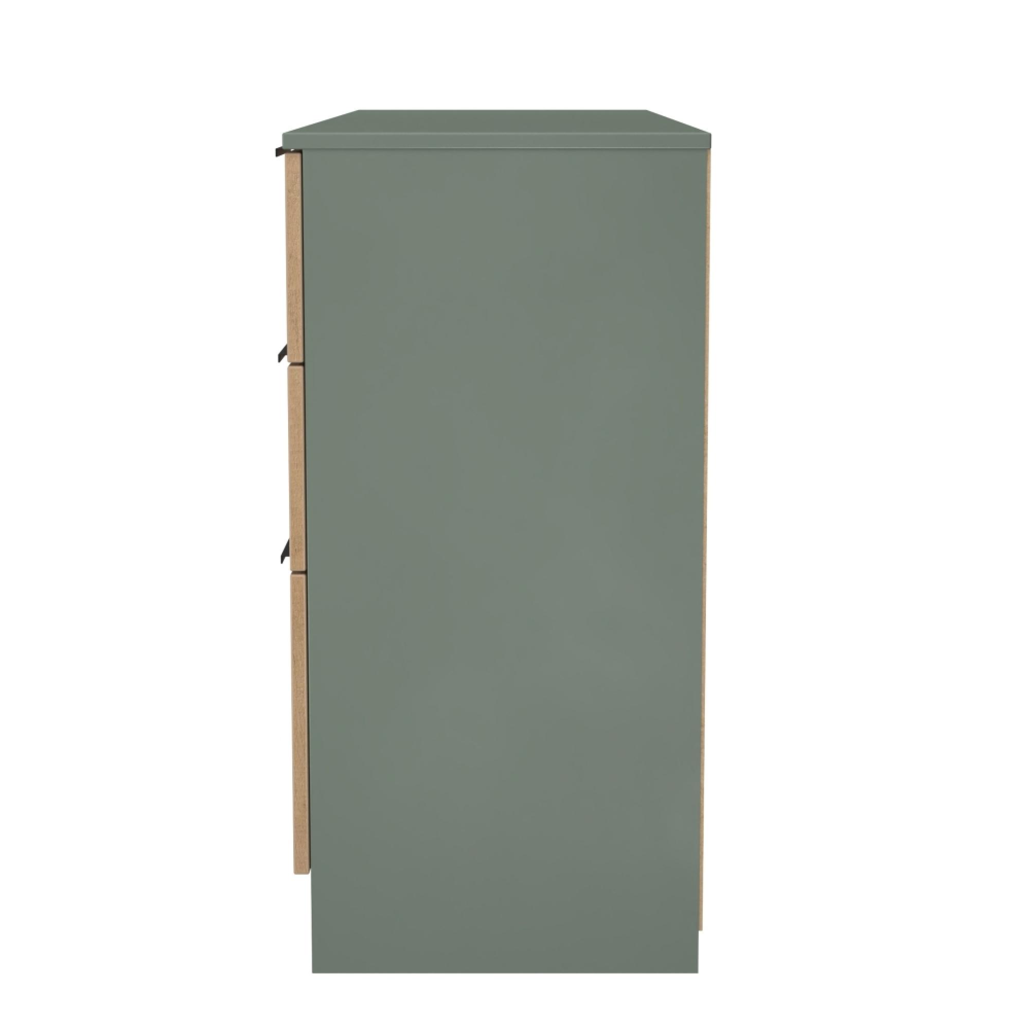Java Fluted Dressing Table - 6 Drawer - Double - Natural and Reed Green