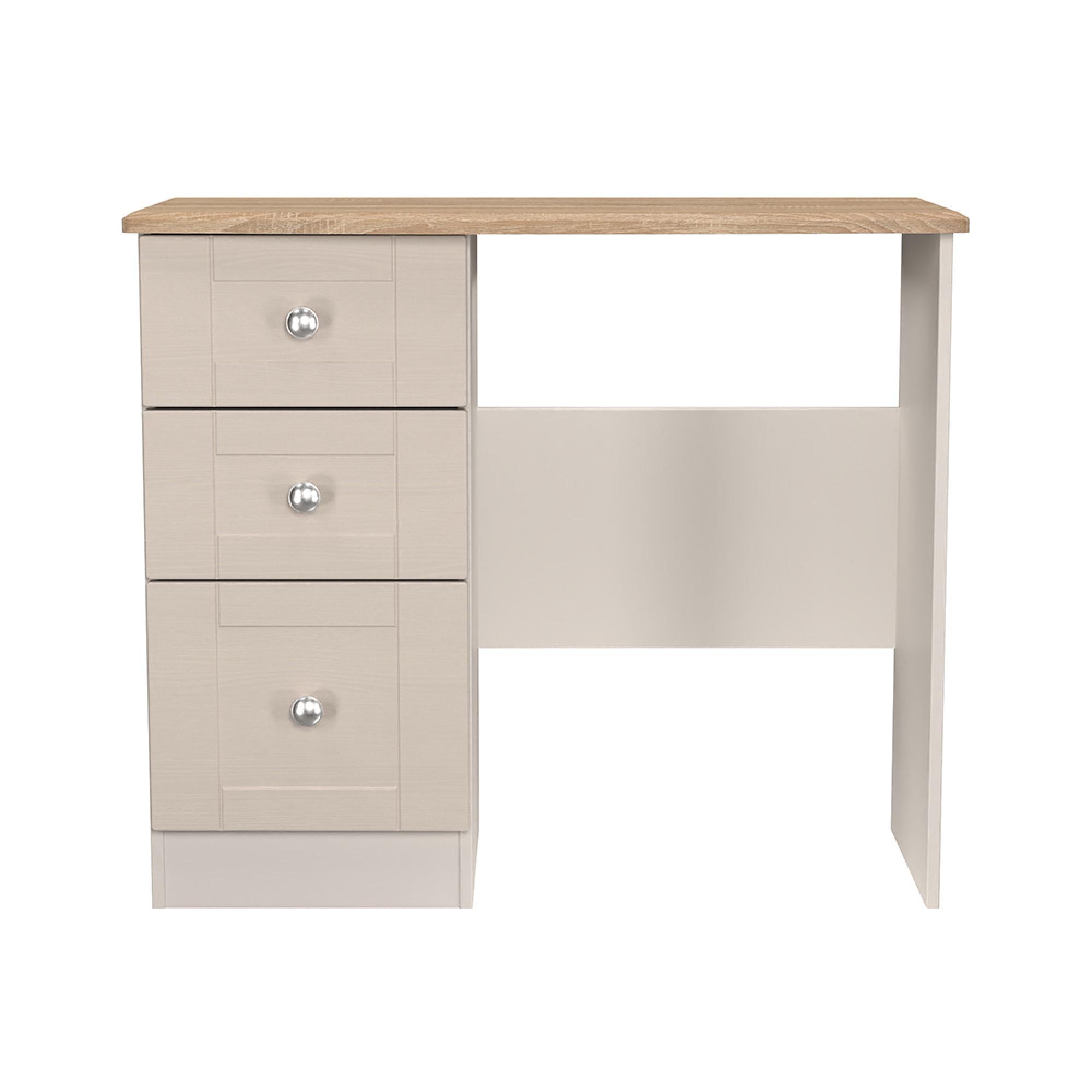 Sussex Single Dressing Table - 3 Drawer - Cashmere and Oak