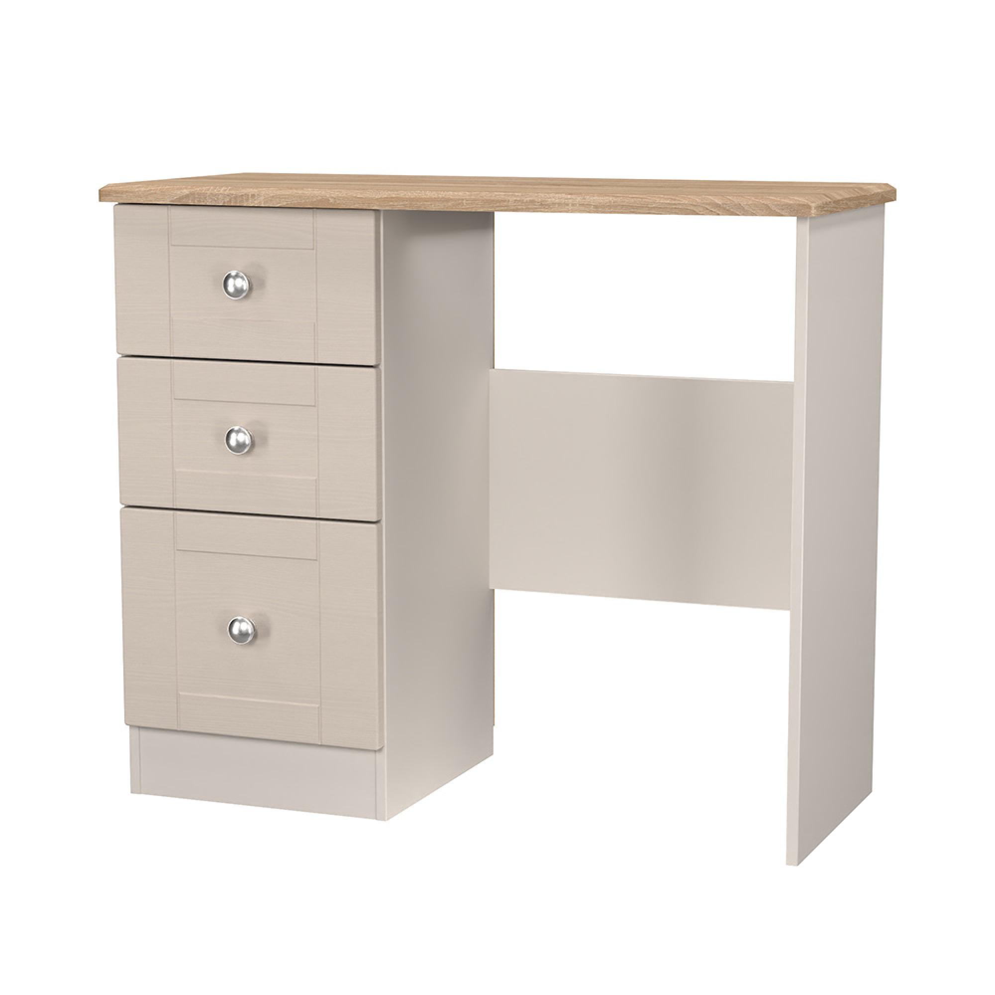 Sussex Single Dressing Table - 3 Drawer - Cashmere and Oak