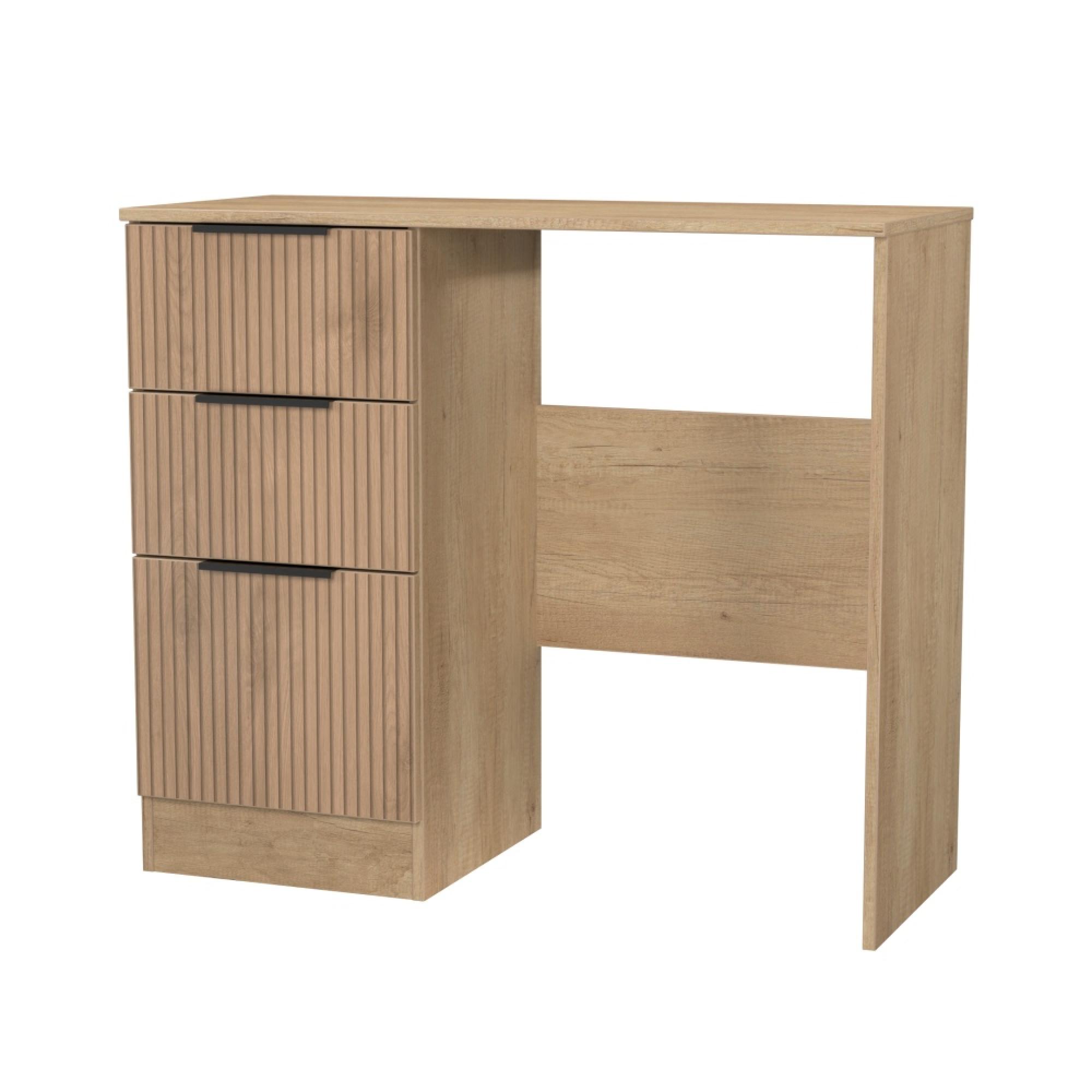 Java Fluted Dressing Table - 3 Drawer - Single - Natural and Nebraska