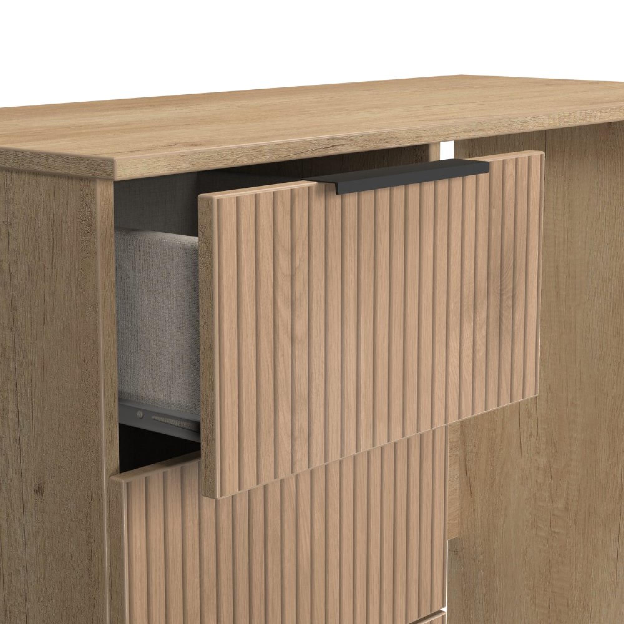 Java Fluted Dressing Table - 3 Drawer - Single - Natural and Nebraska