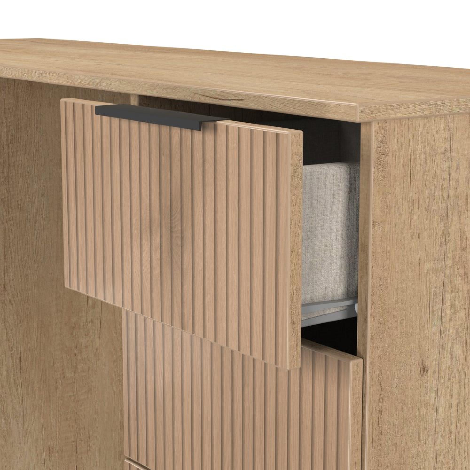 Java Fluted Dressing Table - 6 Drawer - Double - Natural and Nebraska