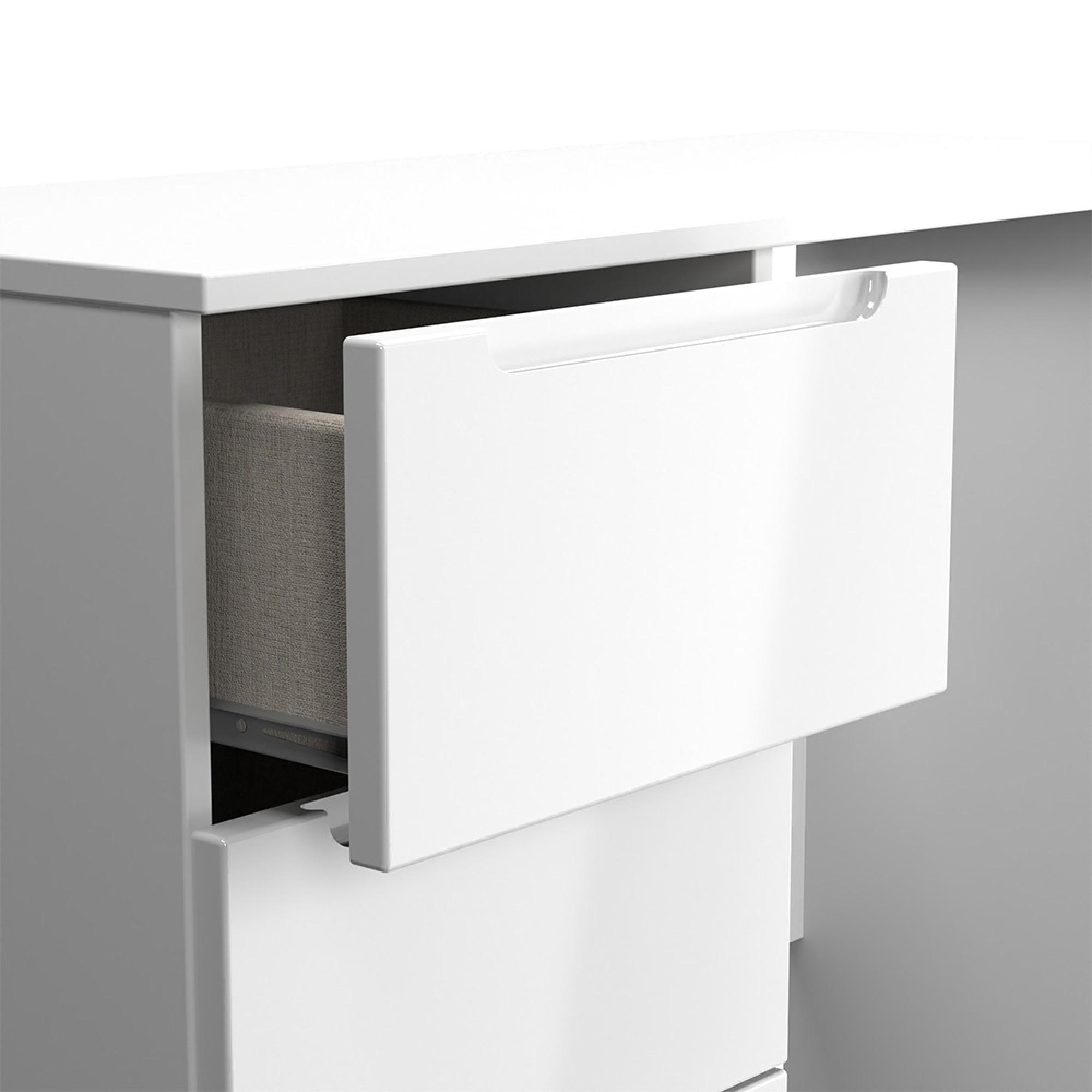 Milan Dressing Table - Single - 3 Drawer - White Gloss