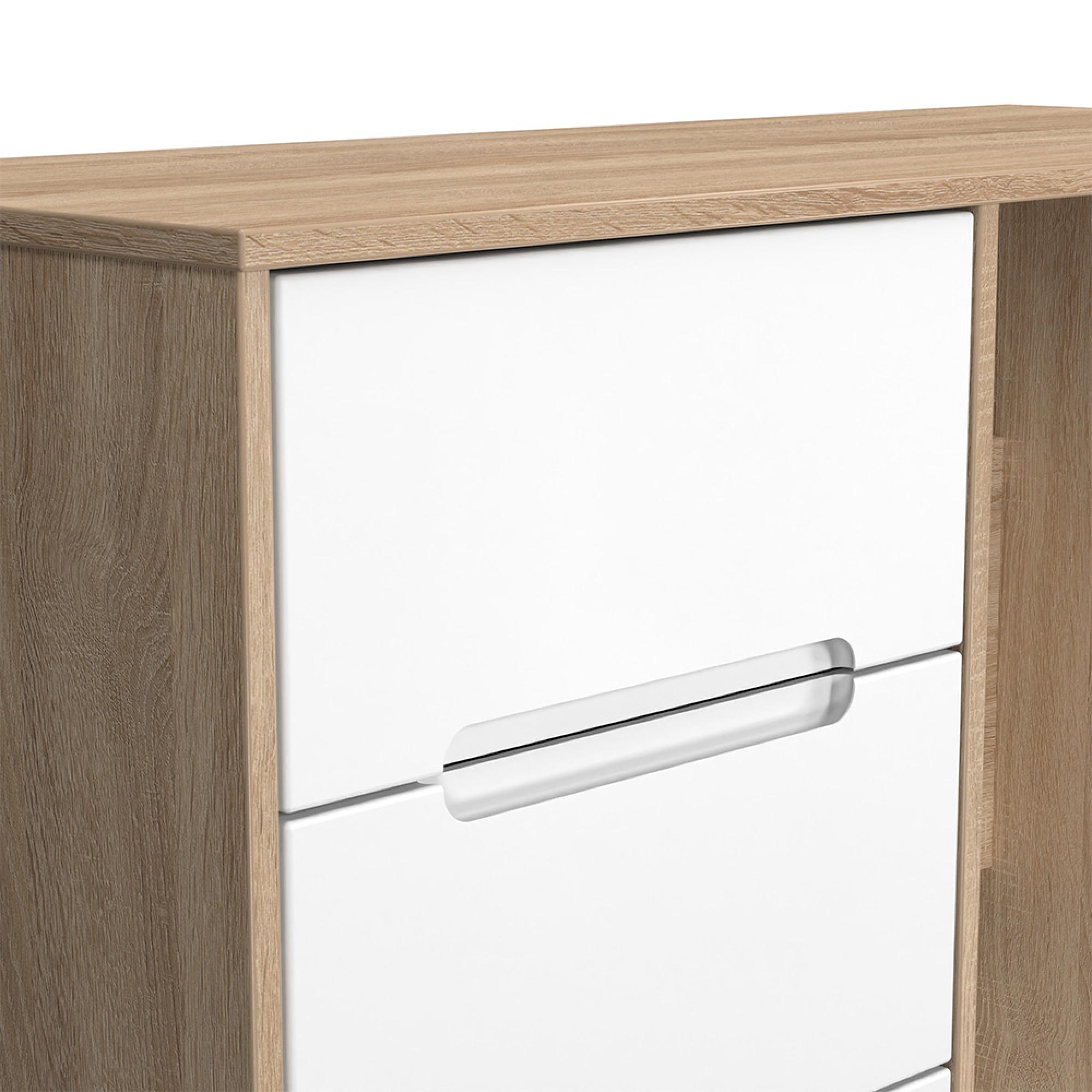 Monaco Dressing Table - Single - 3 Drawer - White Matt and Oak