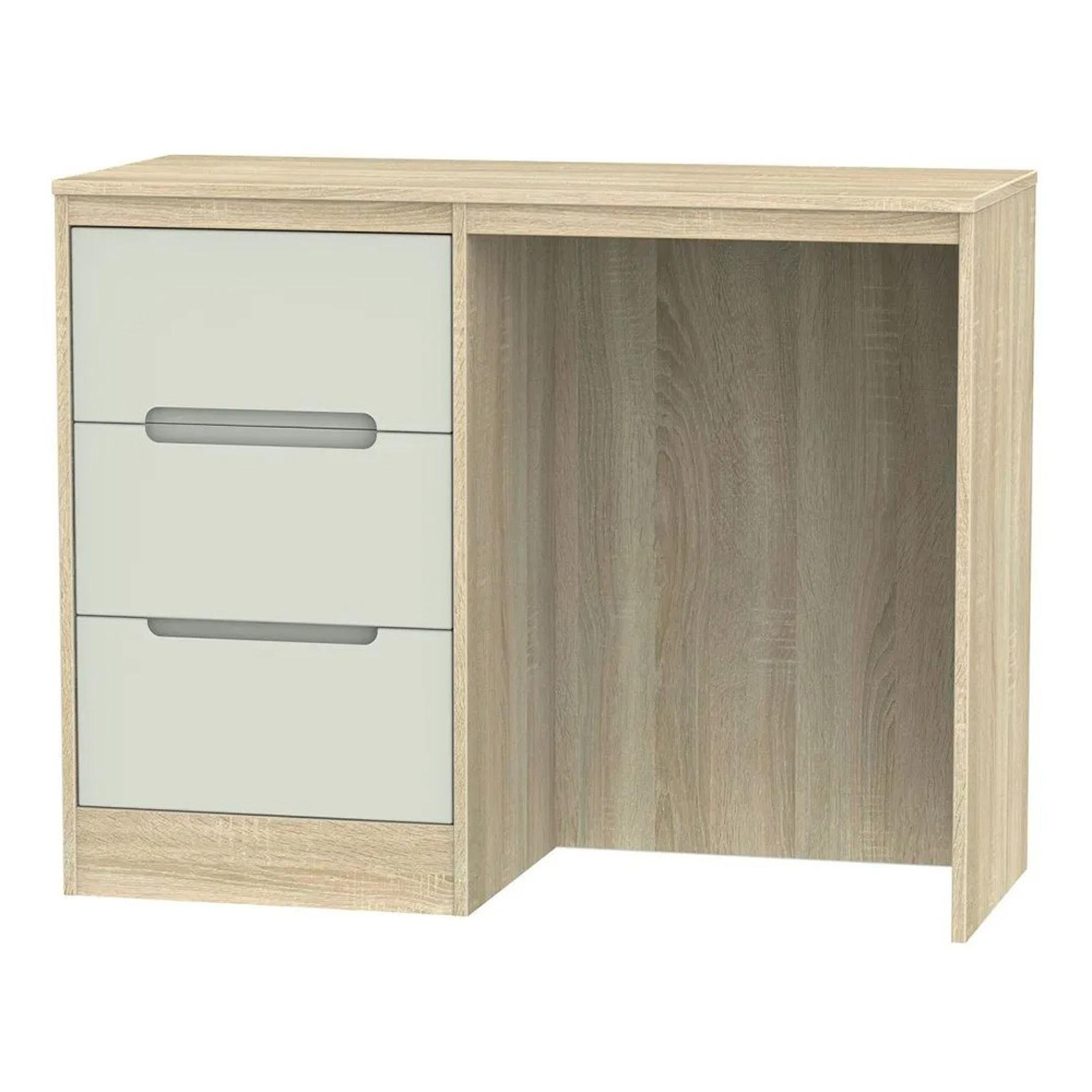 Monaco Dressing Table - Single - 3 Drawer - Cashmere Matt and Oak