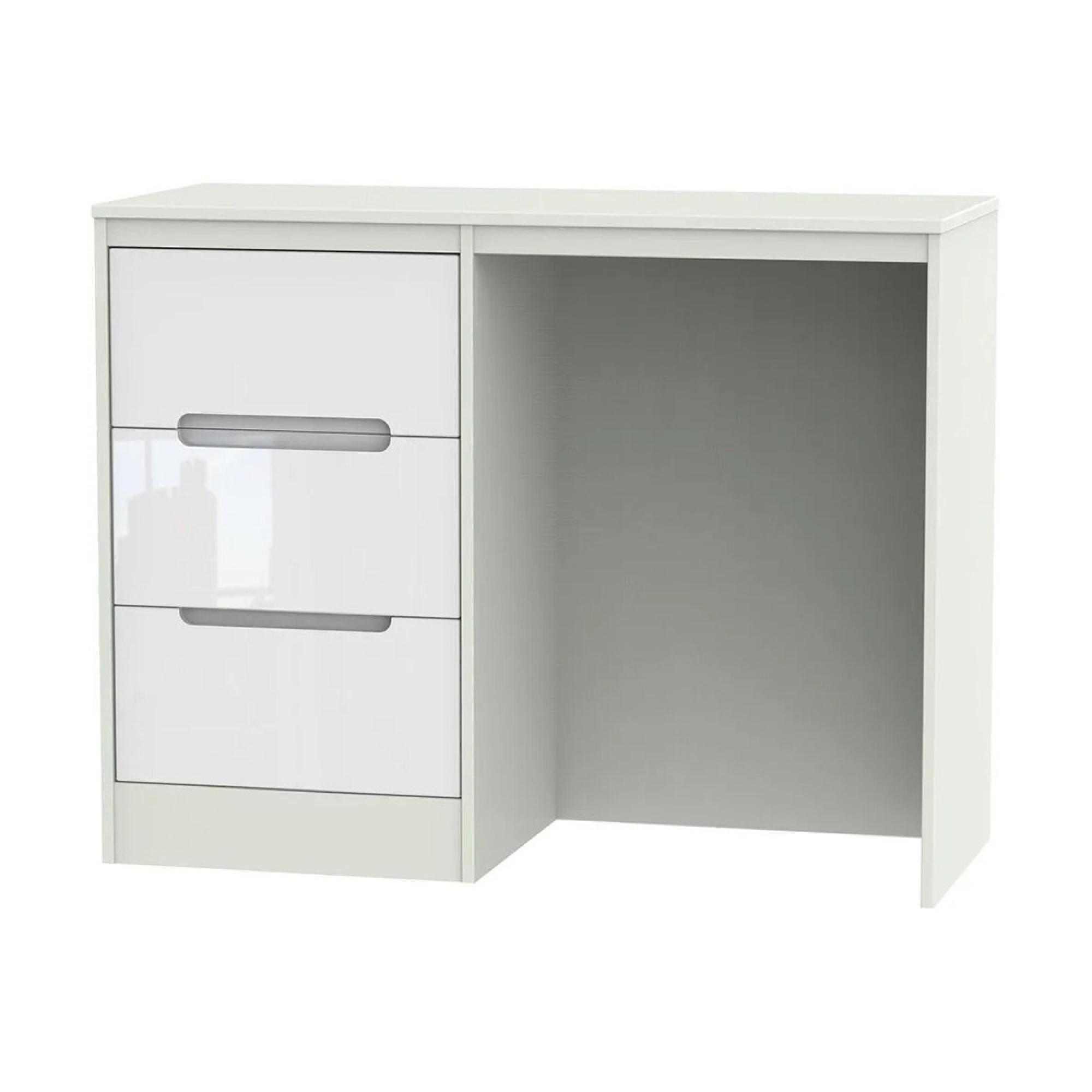 Monaco Dressing Table - Single - 3 Drawer - White Gloss and Cashmere