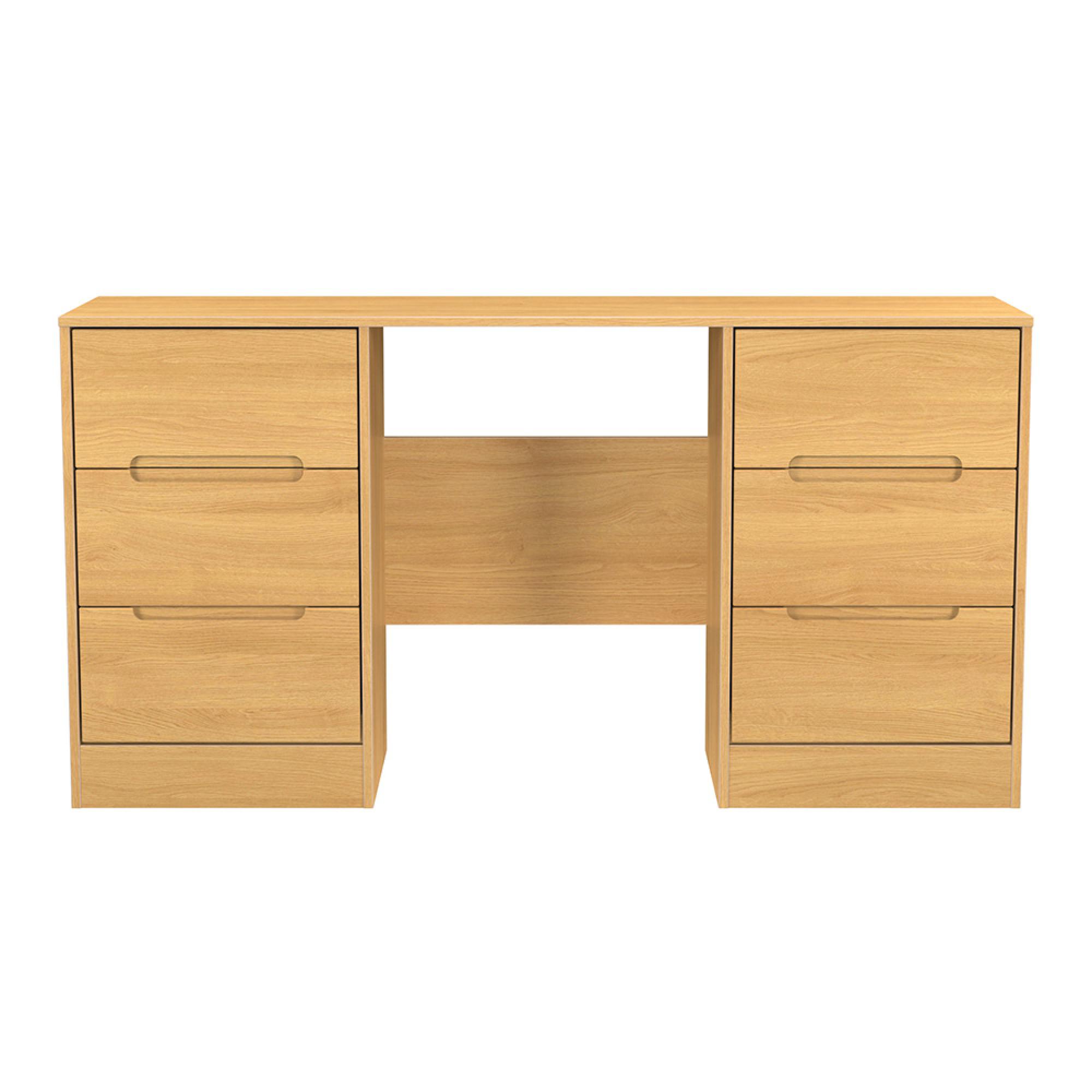 Monaco Dressing Table - Double - 6 Drawer - Modern Oak