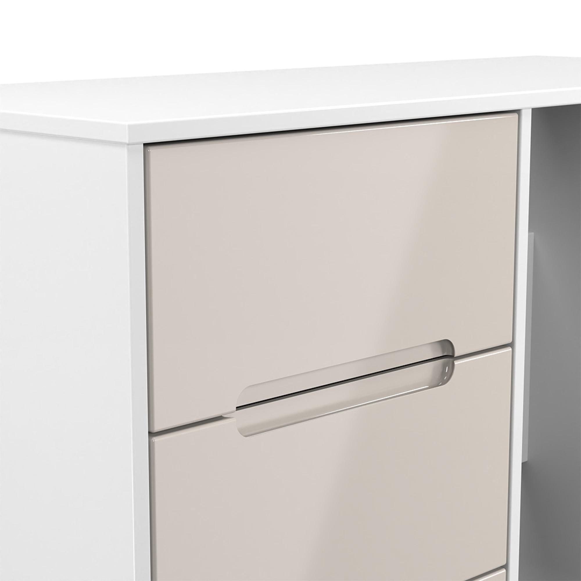 Monaco Dressing Table - Single - 3 Drawer - Cashmere Gloss and White