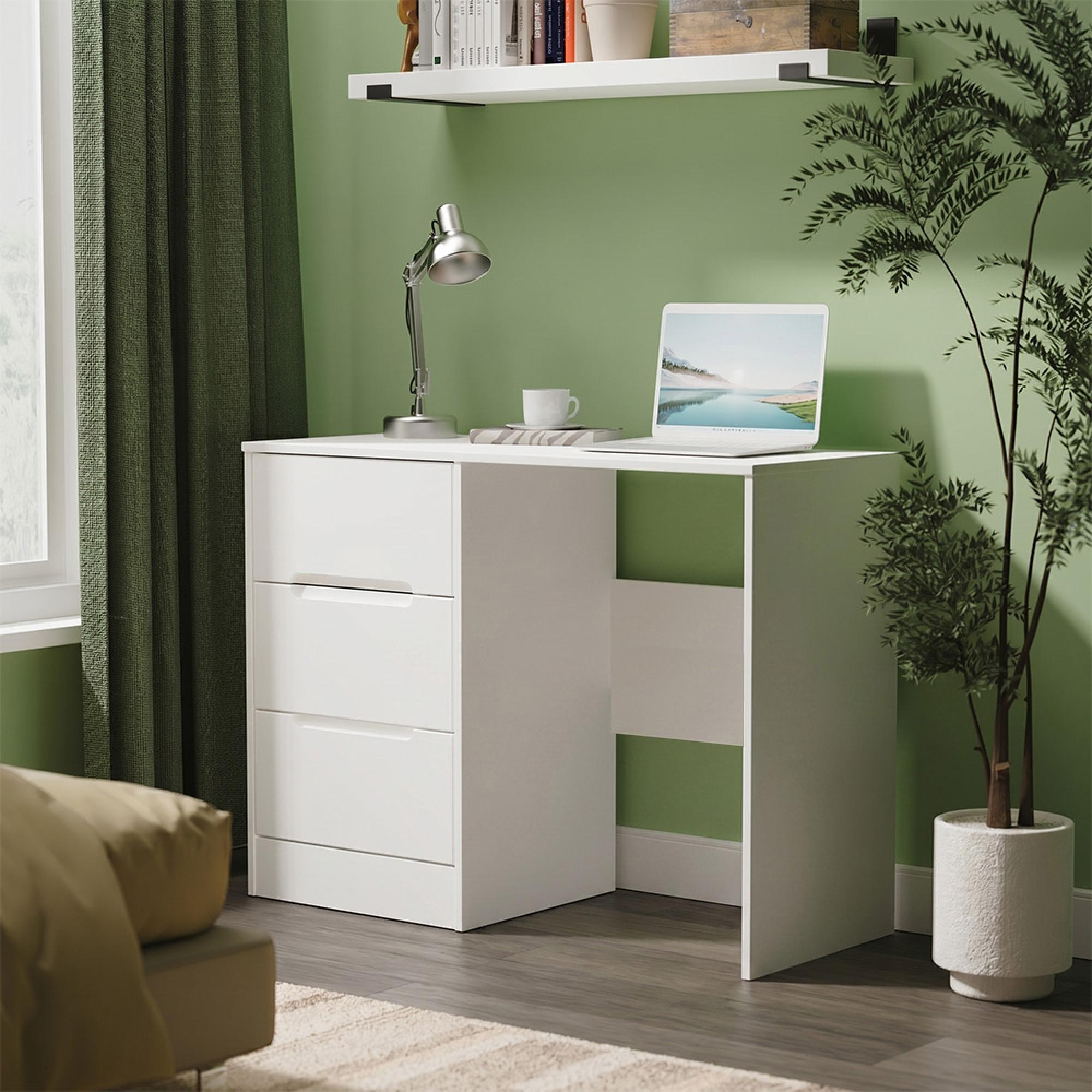 Monaco Dressing Table - Single - 3 Drawer - White