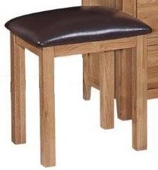 Appleby Petite Oak Dressing Table Stool, Padded Faux Leather Seat