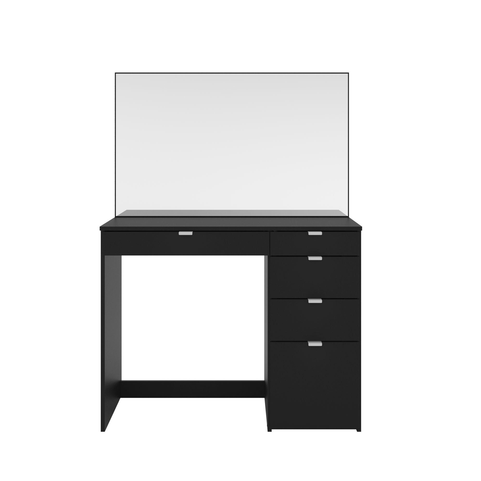 Ava Single Dressing Table - 5 Drawer - Black