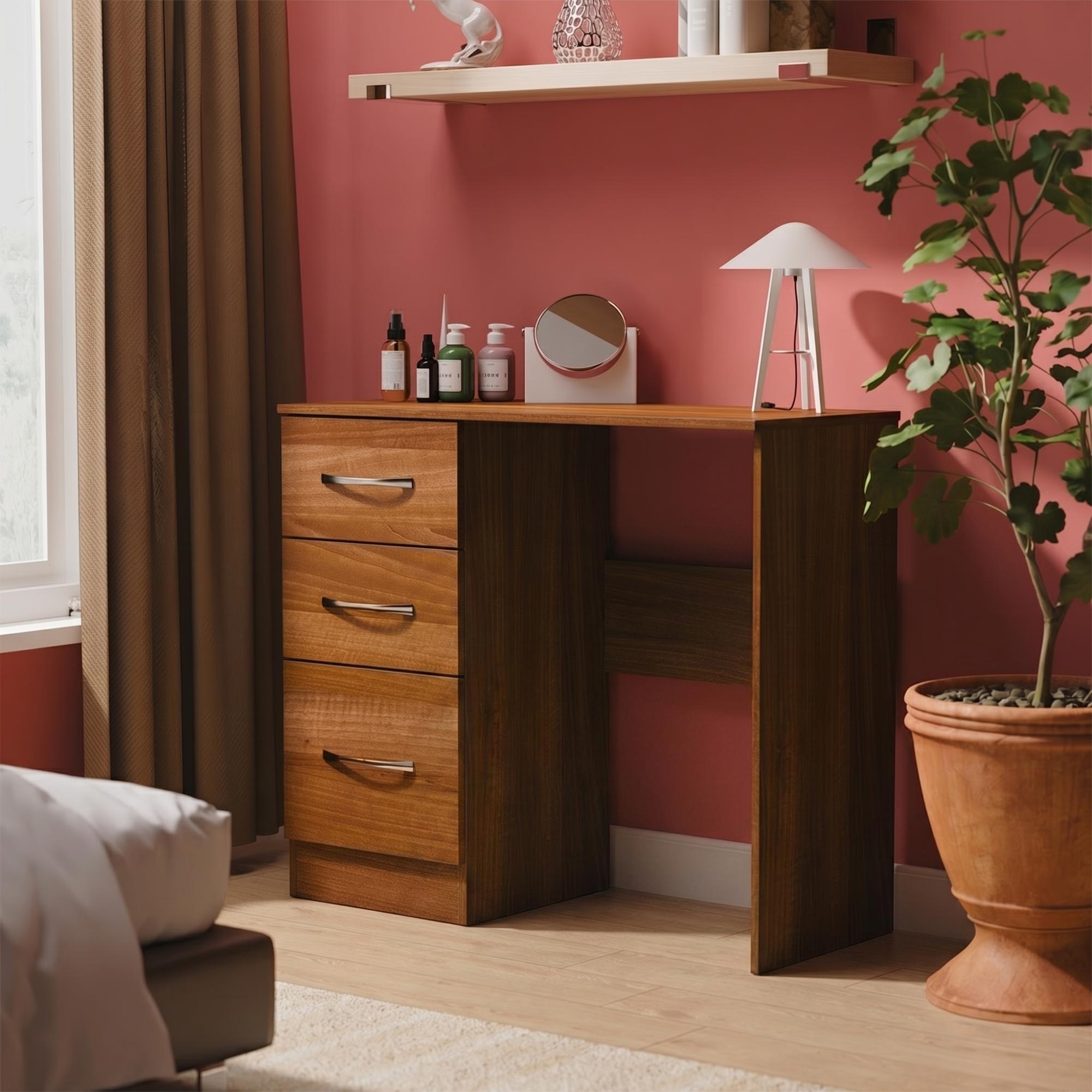 Avon Dressing Table - 3 Drawer - Single - Walnut