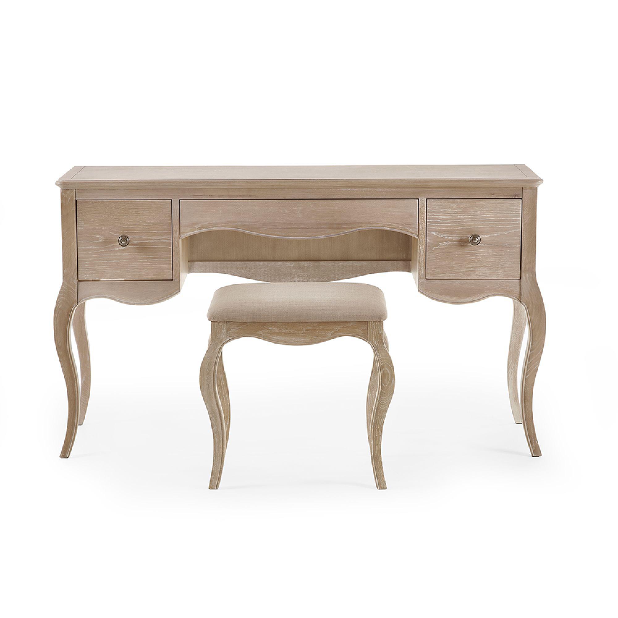 Camille Dressing Table with Stool - French Style - Oak