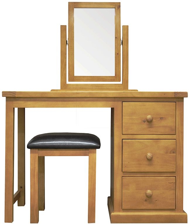 Churchill Waxed Pine 3 Drawer Single Dressing Table