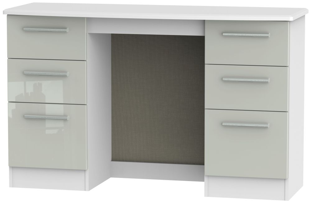Knightsbridge Cashmere Gloss and White 6 Drawer Double Dressing Table